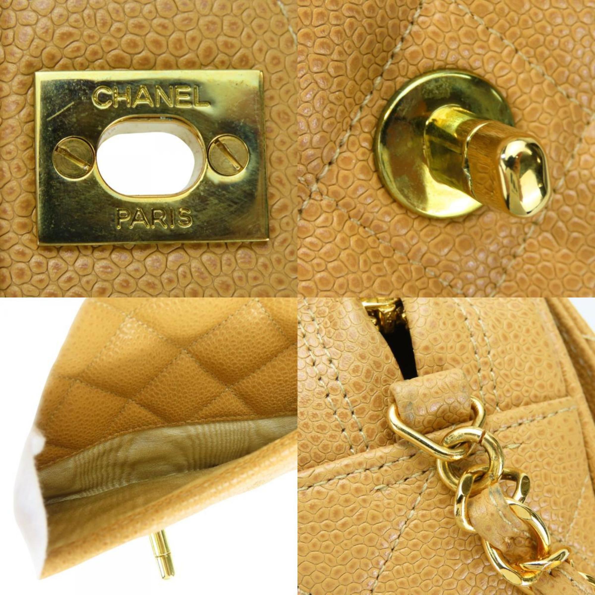 Chanel Beige Grained Calfskin Shoulder Bag (Pre-Owned)