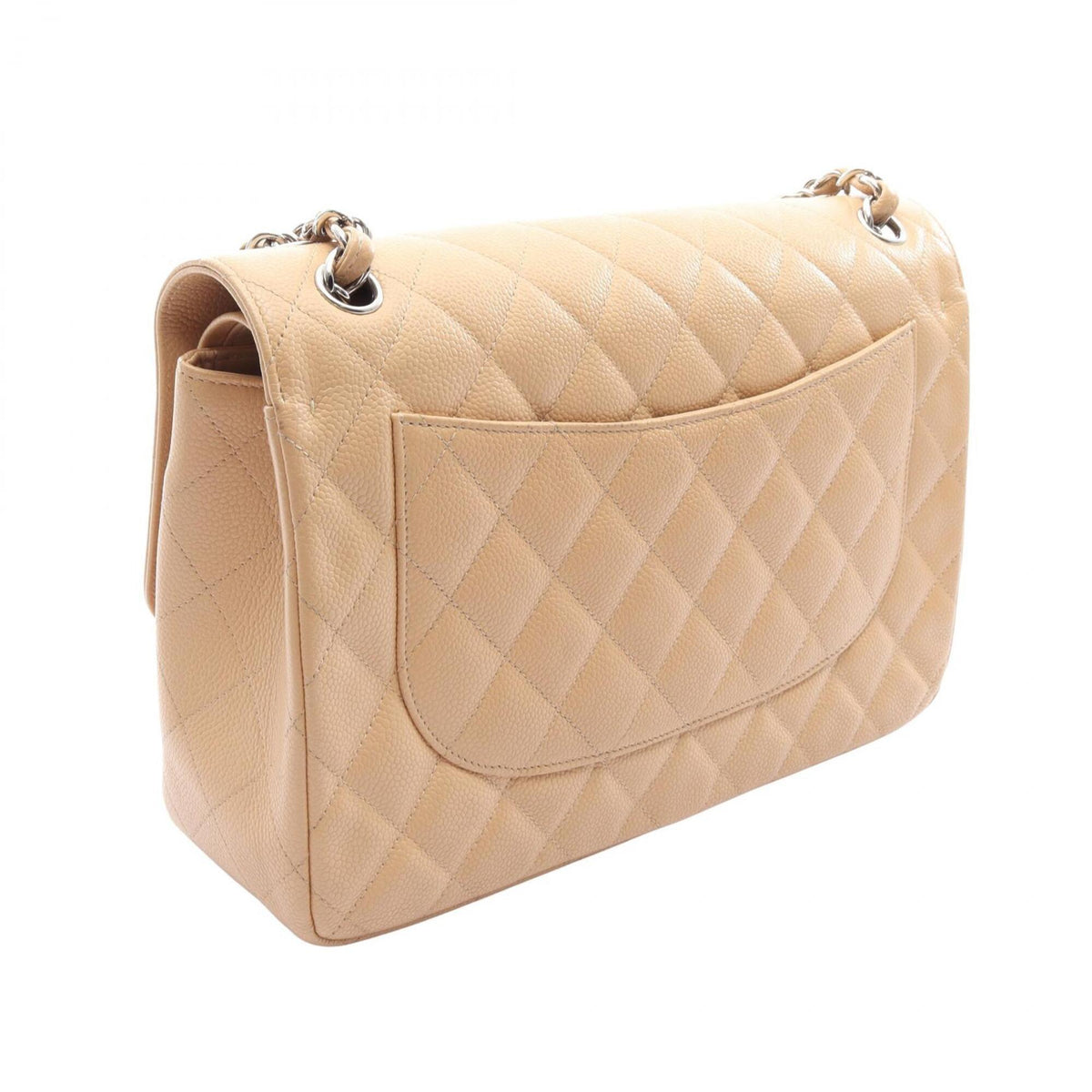 Chanel Beige Grained Calfskin Handbag Shoulder Bag (Pre-Owned)