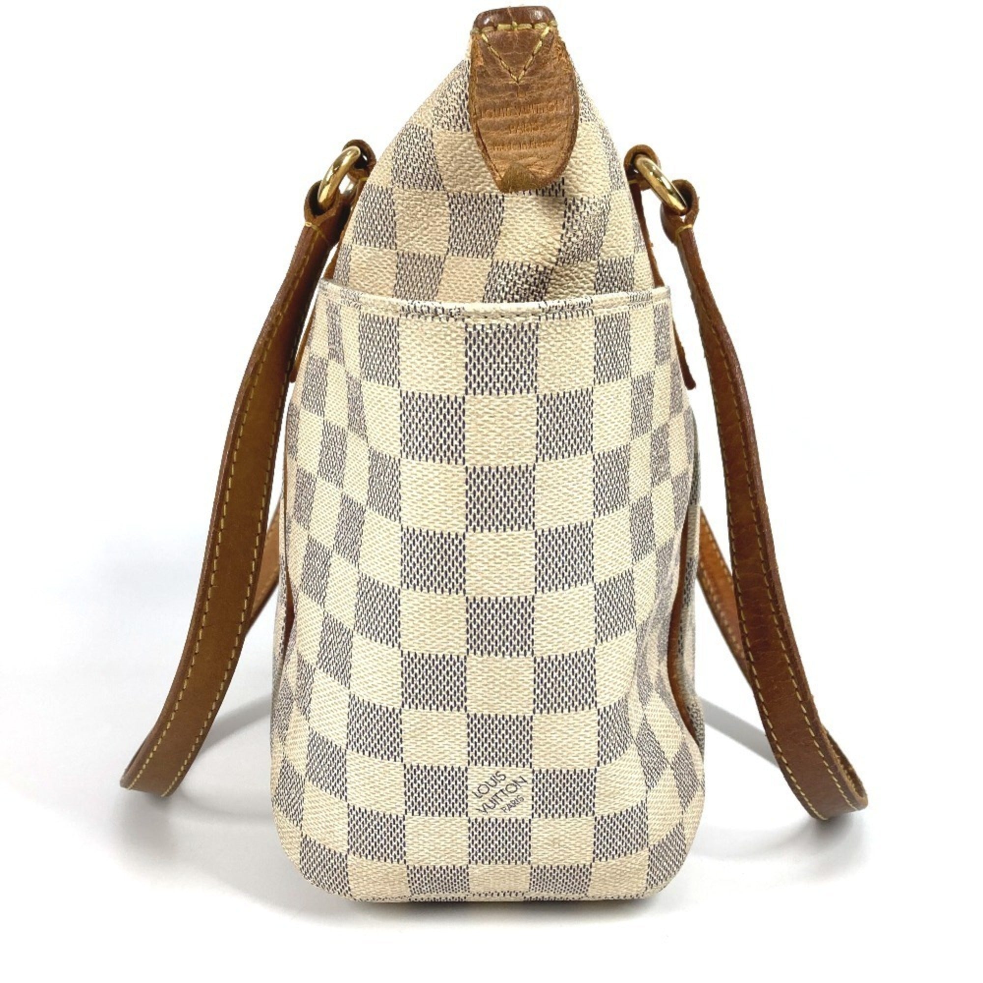 Louis Vuitton Galle White Yellow Damier Azur Shoulder Bag Tote Bag (Pre-Owned)