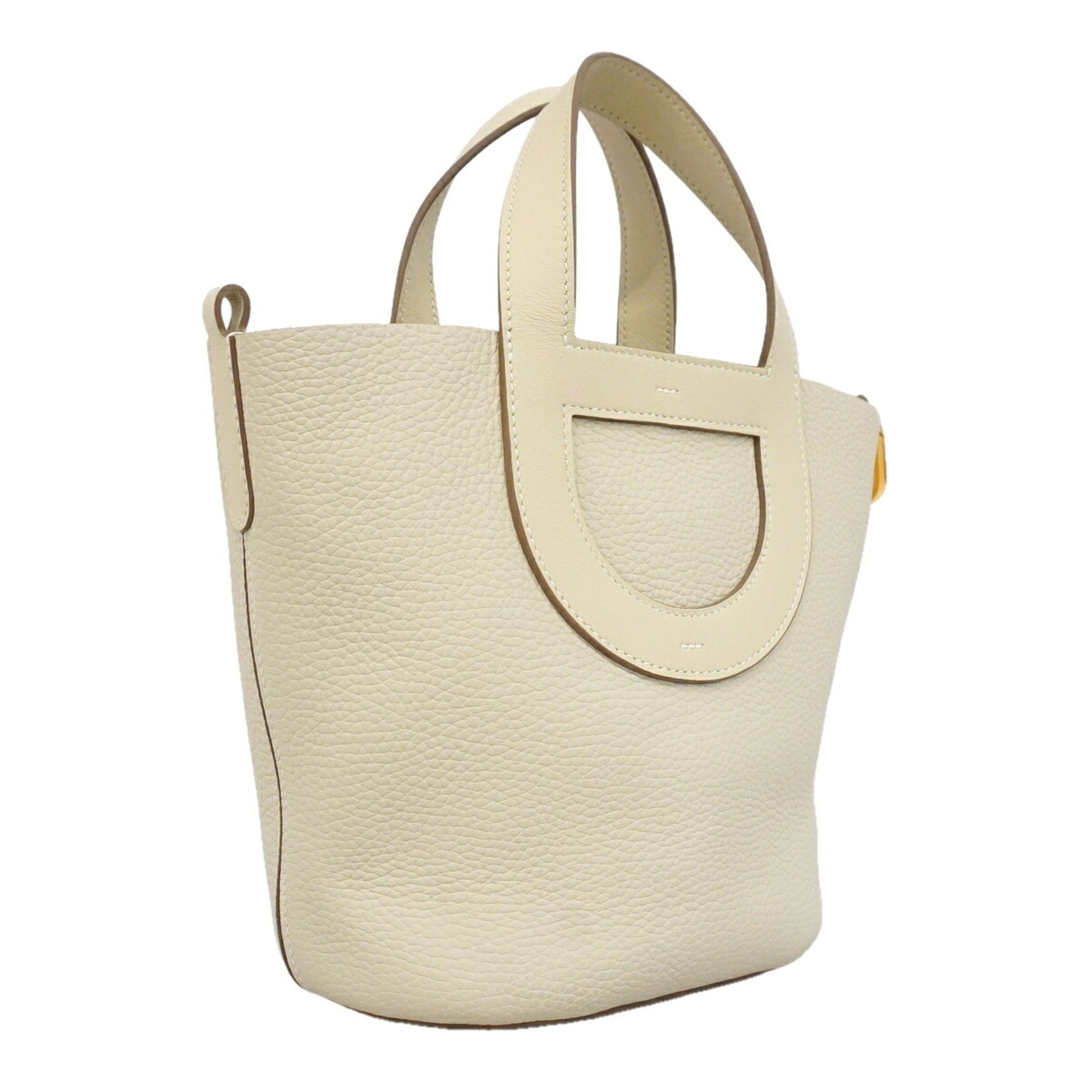 Hermes White Taurillon Clemence Leather Swift Leather Handbag (Pre-Owned)