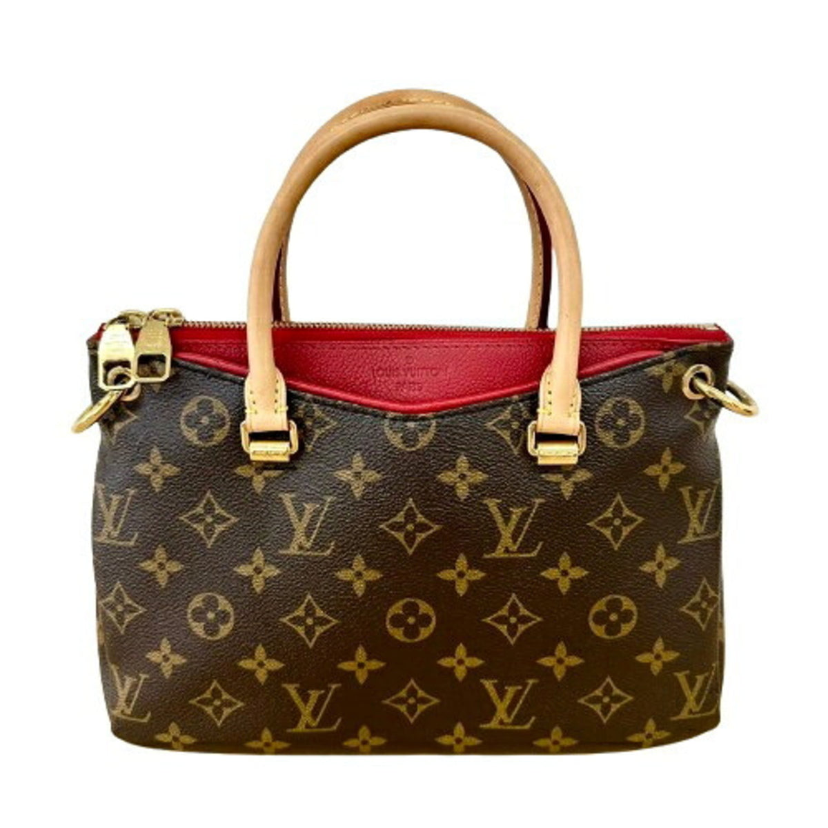 Louis Vuitton Monogram Brown Red Color Leather Handbag (Pre-Owned)