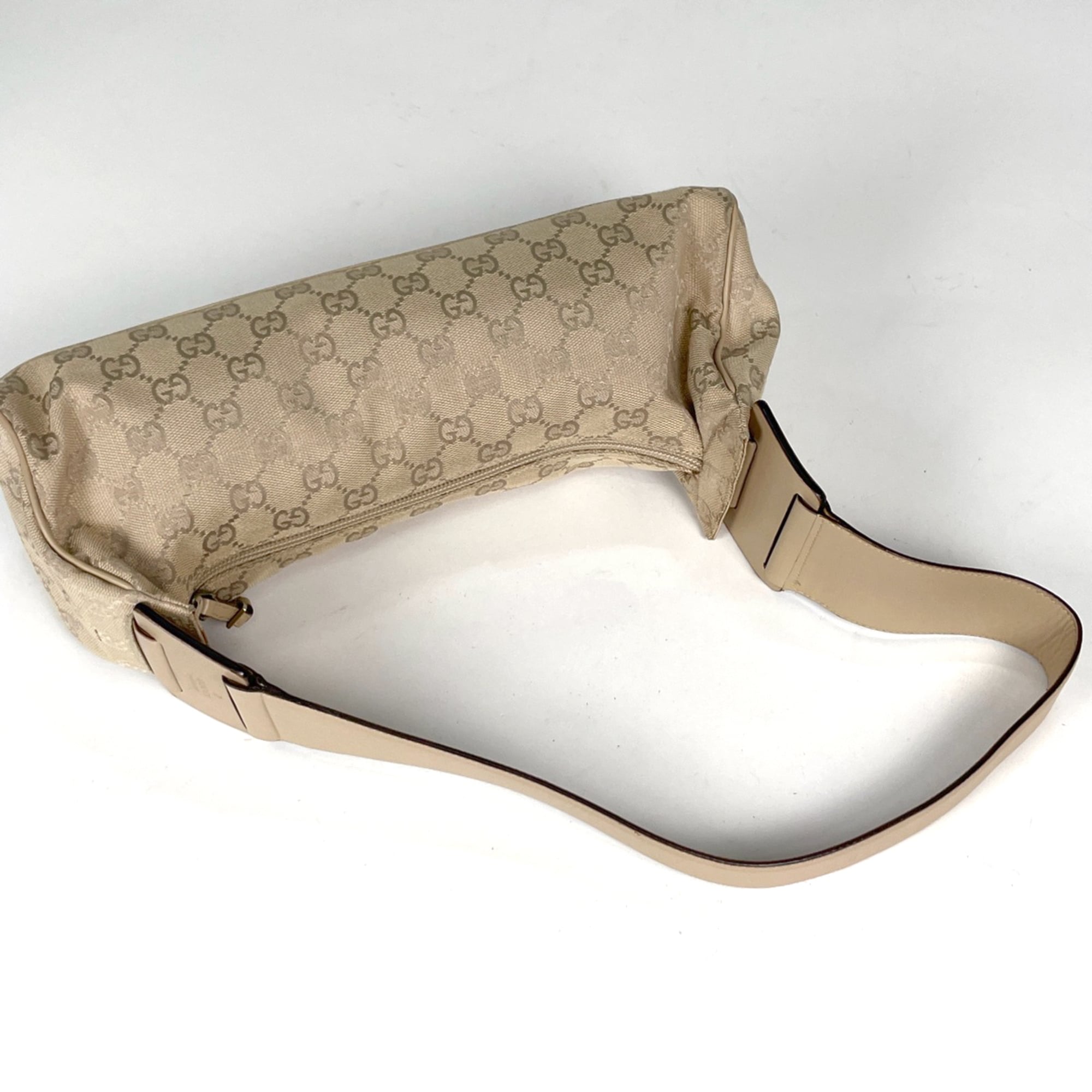 Gucci Beige Canvas Leather Shoulder Bag (Pre-Owned)