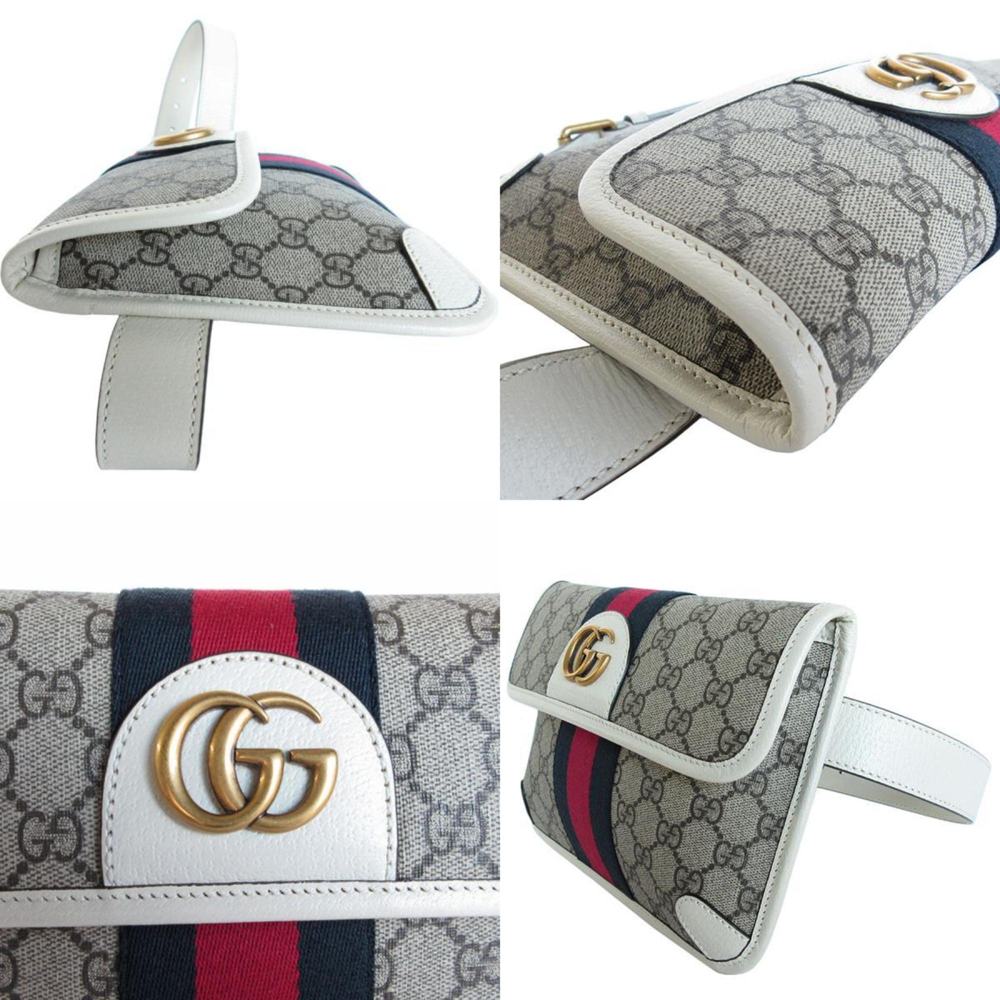 Gucci Beige Brown Off-White Gg Supreme Canvas Leather Fanny Pack (Pre-Owned)
