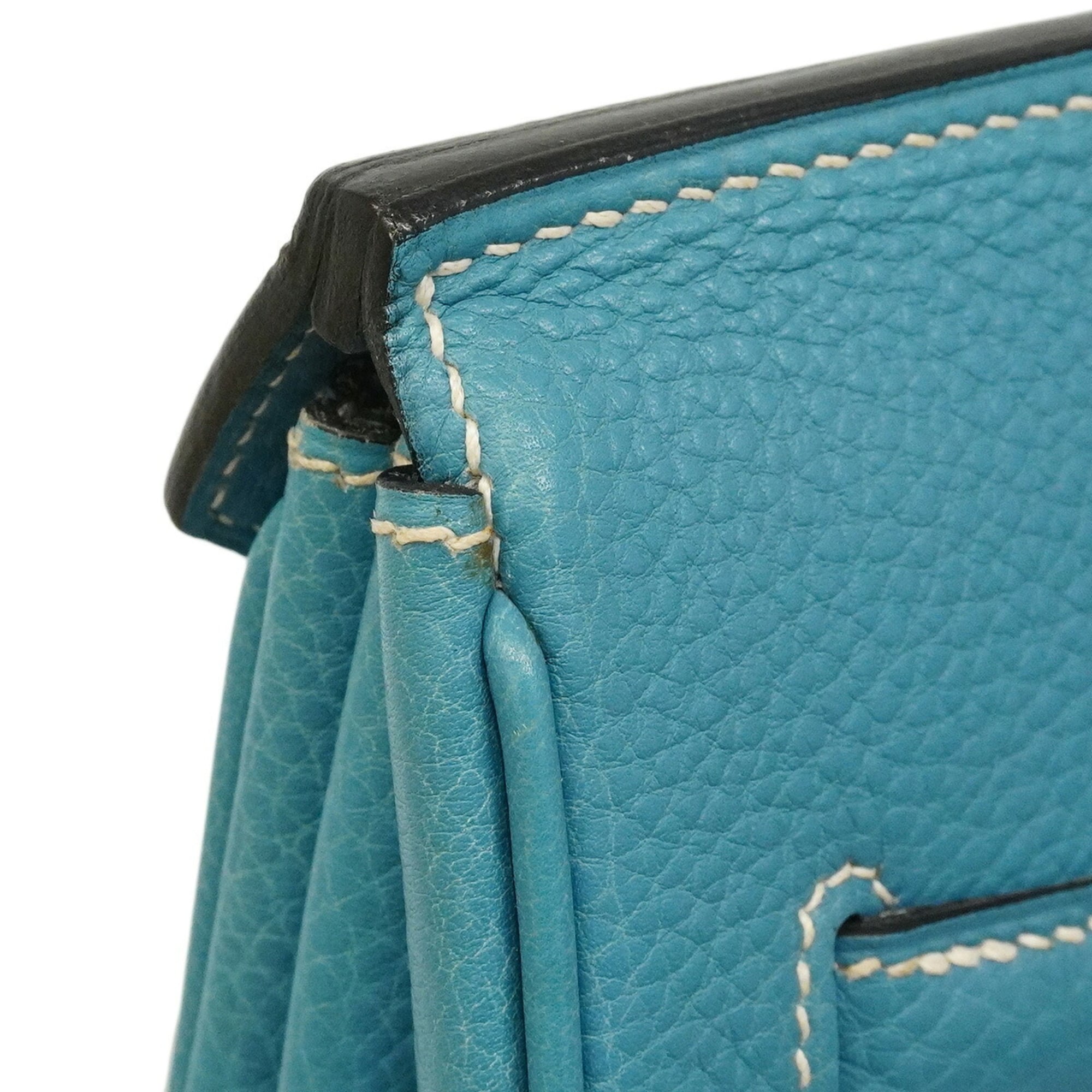 Hermes Blue Jean Togo Leather Handbag (Pre-Owned)
