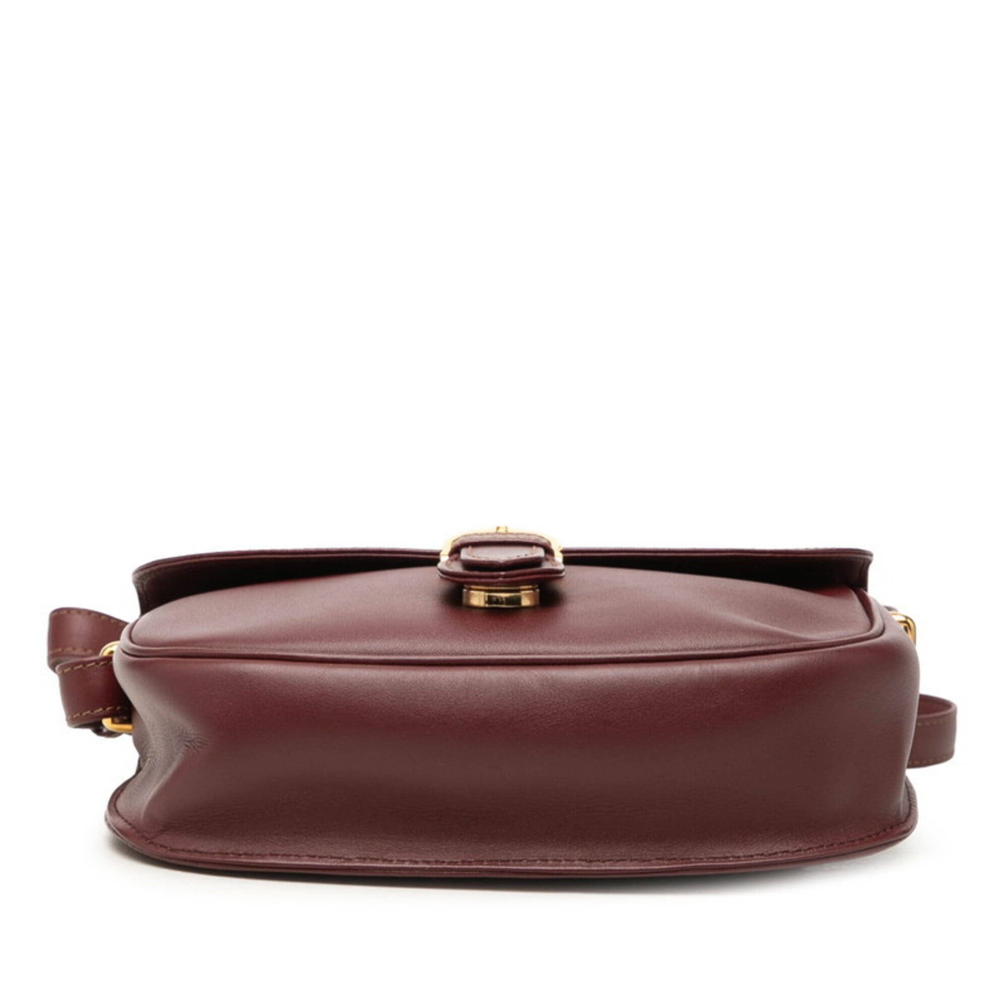 Cartier Bordeaux Wine Red Leather Shoulder Bag (Pre-Owned)