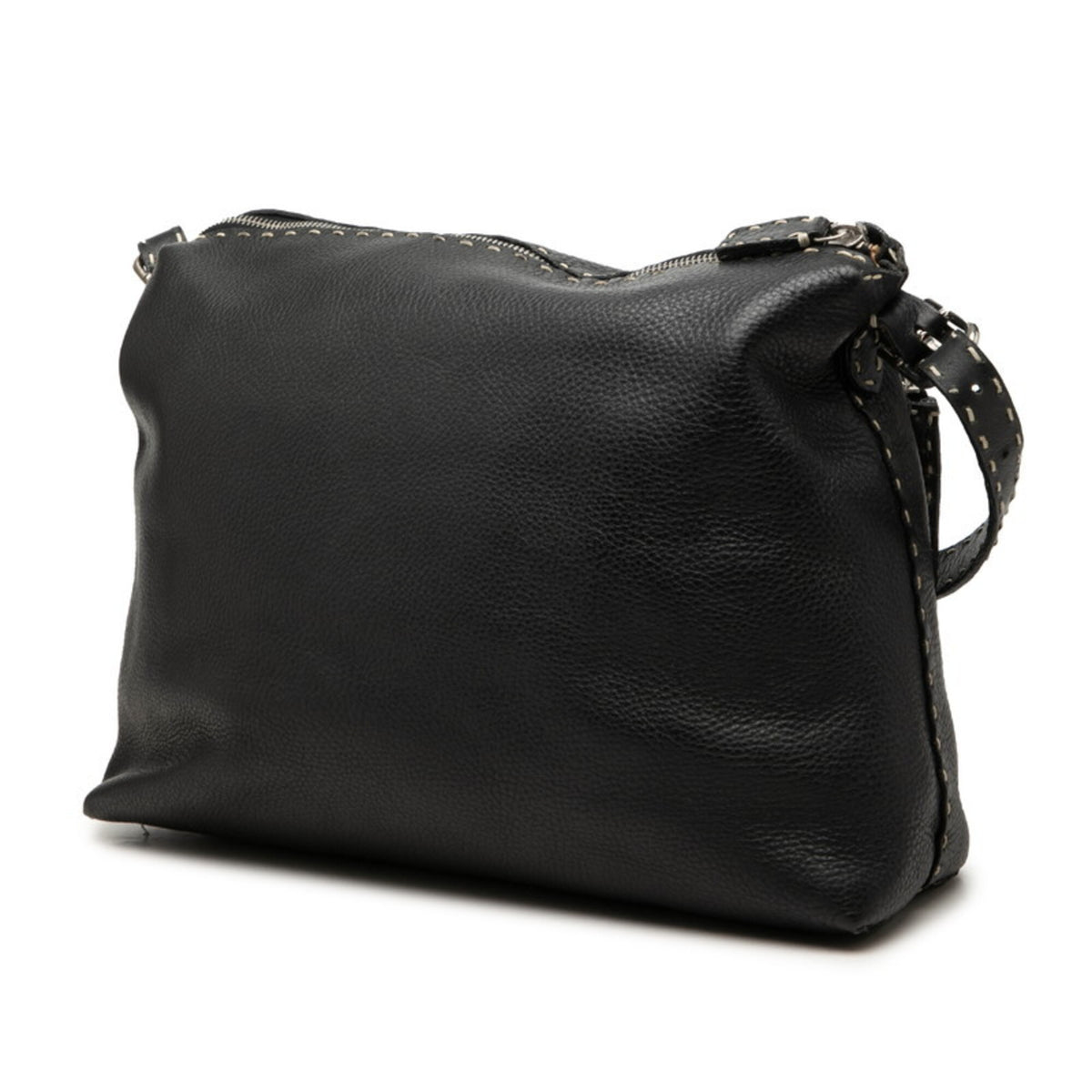 Fendi Selleria Black Leather Shoulder Bag (Pre-Owned)