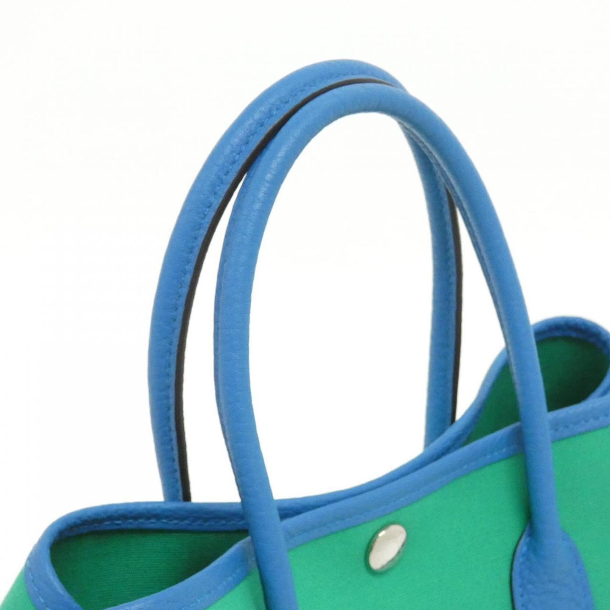 Hermes Blue Mint Green Toile Officier Negonda Leather Handbag (Pre-Owned)