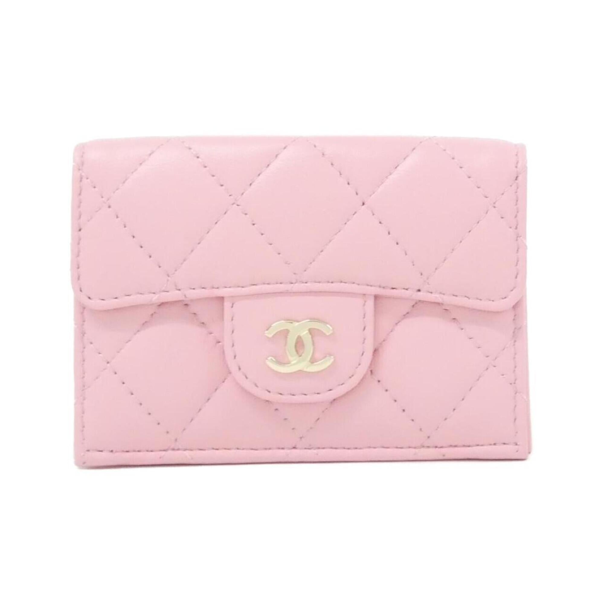 Chanel Pink Leather Wallet (Tri-Fold) (Pre-Owned)