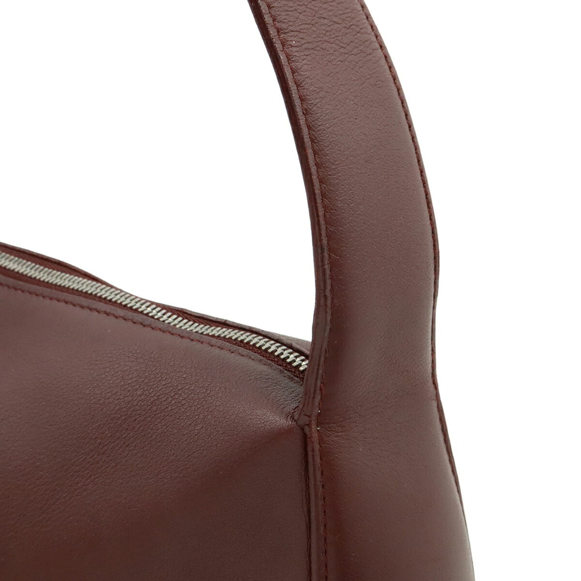 Cartier Bordeaux Red Color White Leather Shoulder Bag (Pre-Owned)