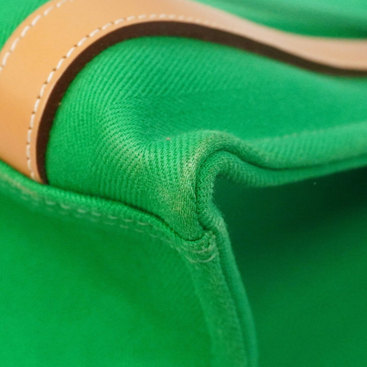 Hermes Green Toile Chevron Shoulder Bag (Pre-Owned)