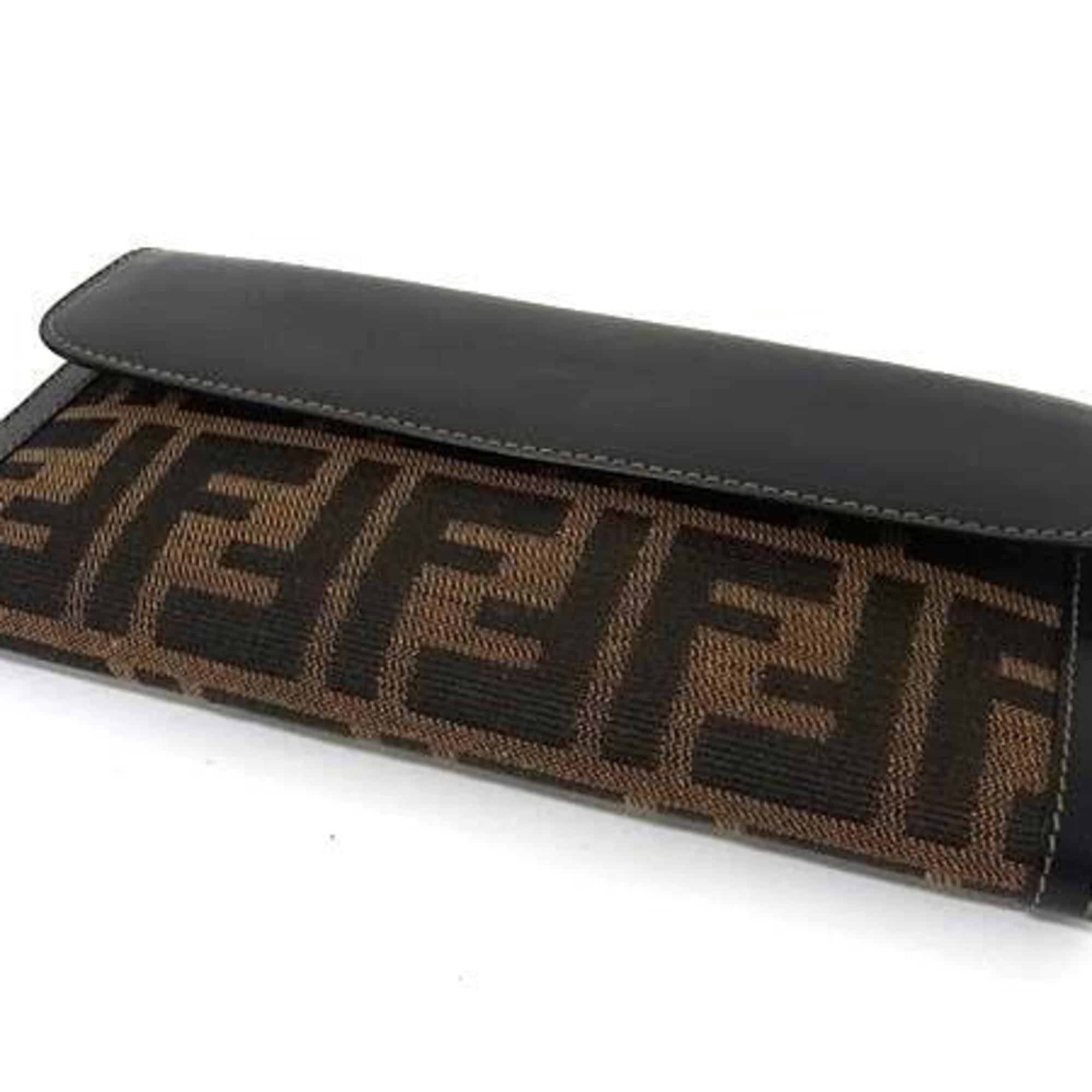 Fendi Black Brown Canvas Leather Wallet (Bi-Fold) (Pre-Owned)