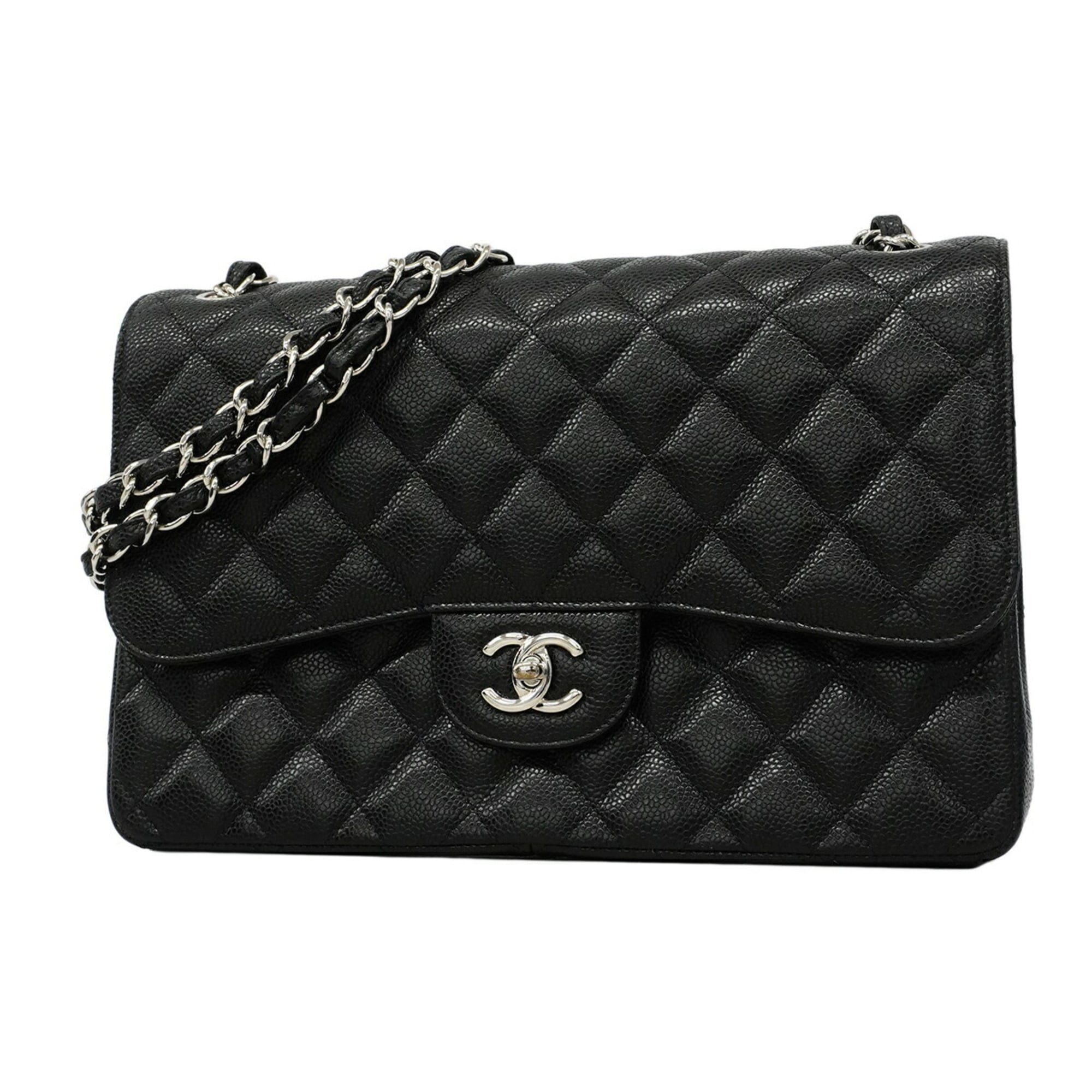 Chanel Black Grained Calfskin Shoulder Bag (Pre-Owned)