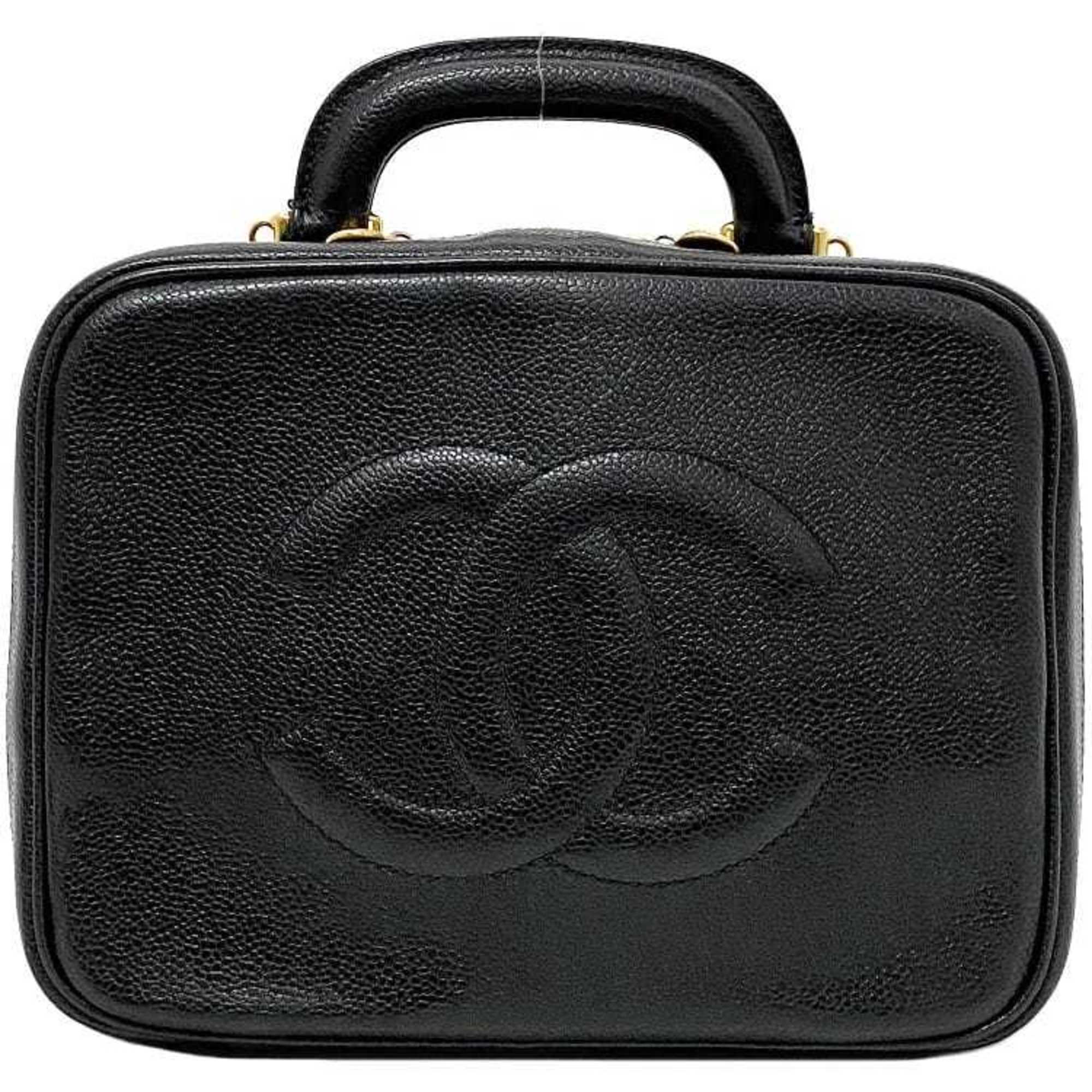 Chanel Black Leather Handbag Vanity Bag (Pre-Owned)