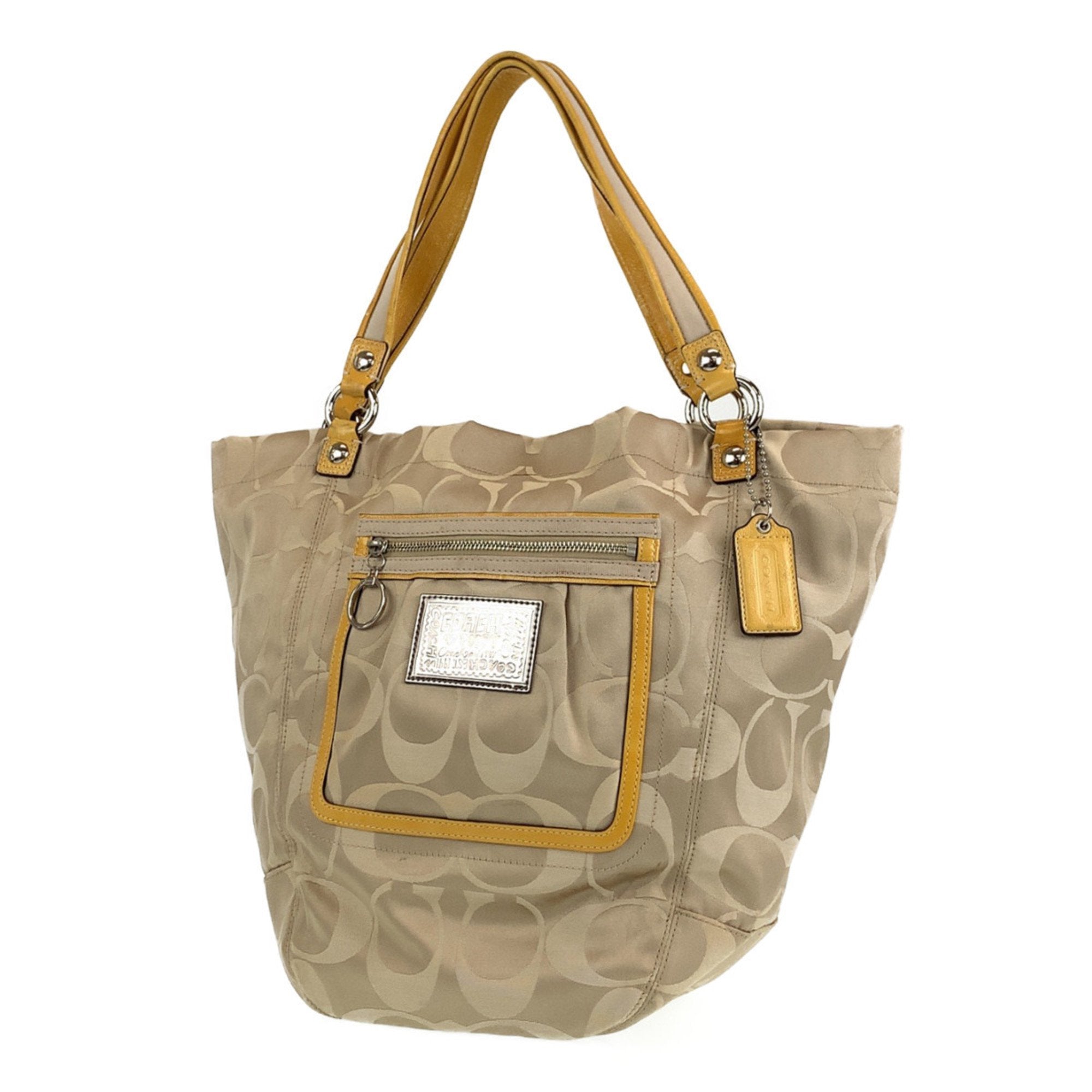 Coach Beige Leather Shoulder Bag Tote Bag (Pre-Owned)