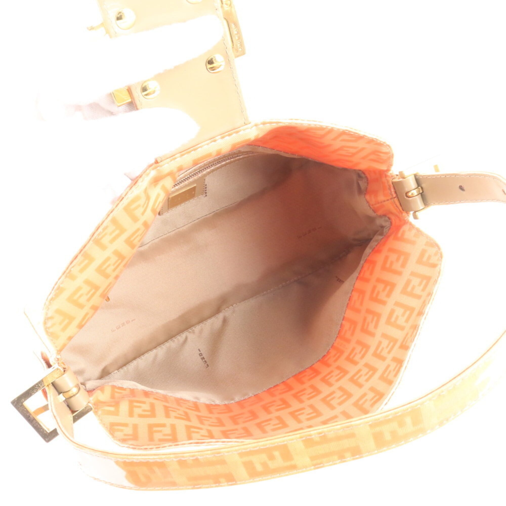 Fendi Orange Leather Coated Canvas Handbag Shoulder Bag (Pre-Owned)