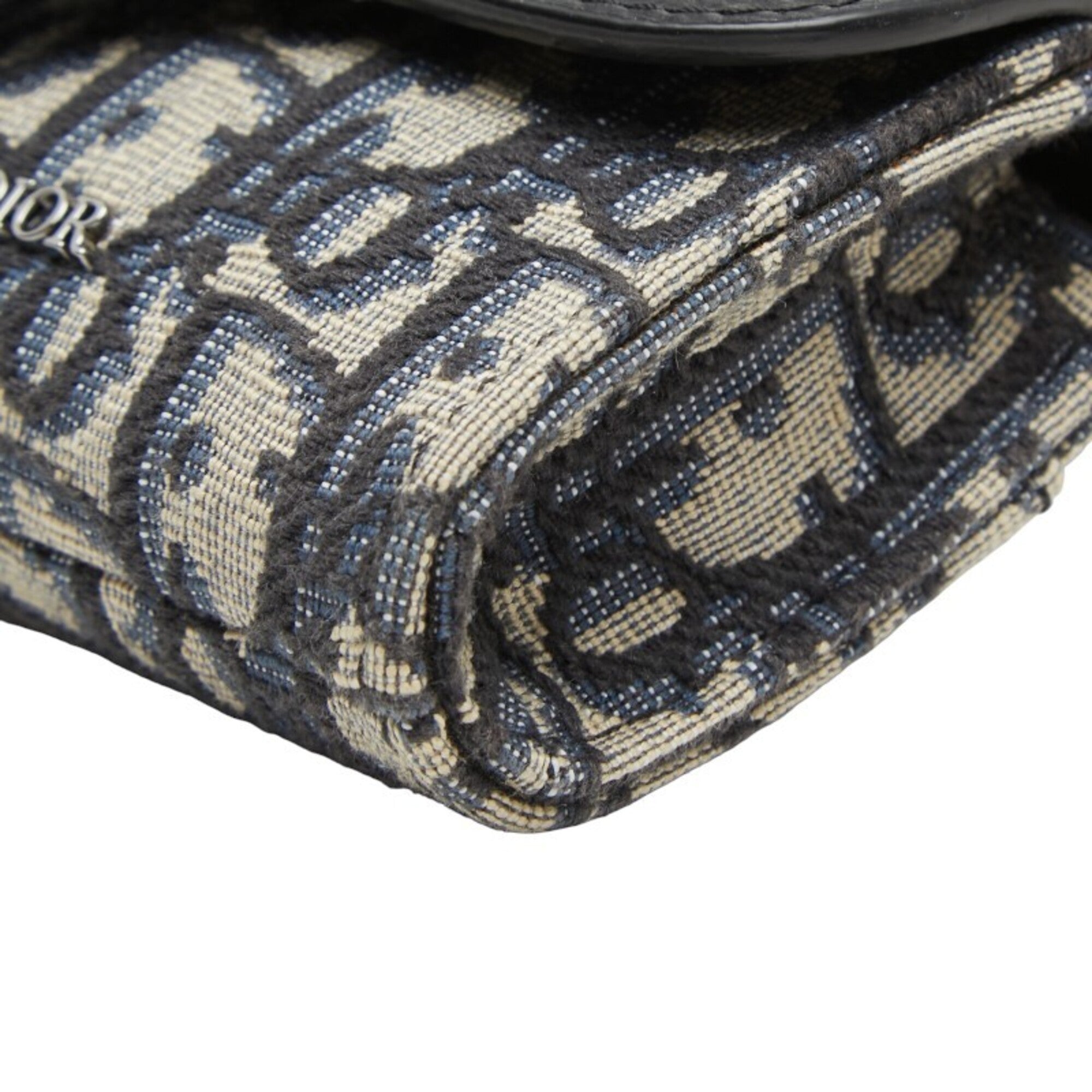 Christian Dior Beige Black Navy Canvas Leather Handbag Pouch Shoulder Bag (Pre-Owned)