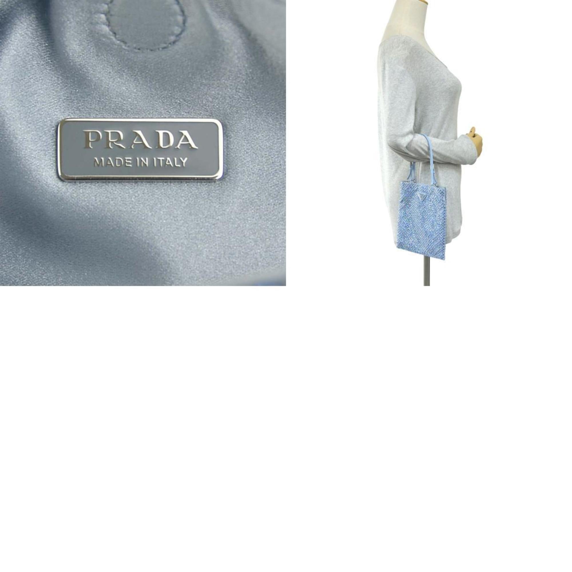Prada Light Blue Satin Rhinestone Handbag (Pre-Owned)