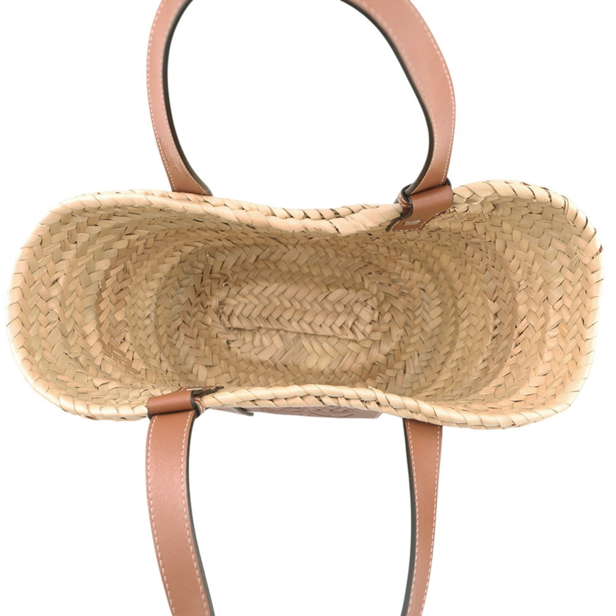 Loewe Brown Raffia Leather Basket Handbag (Pre-Owned)