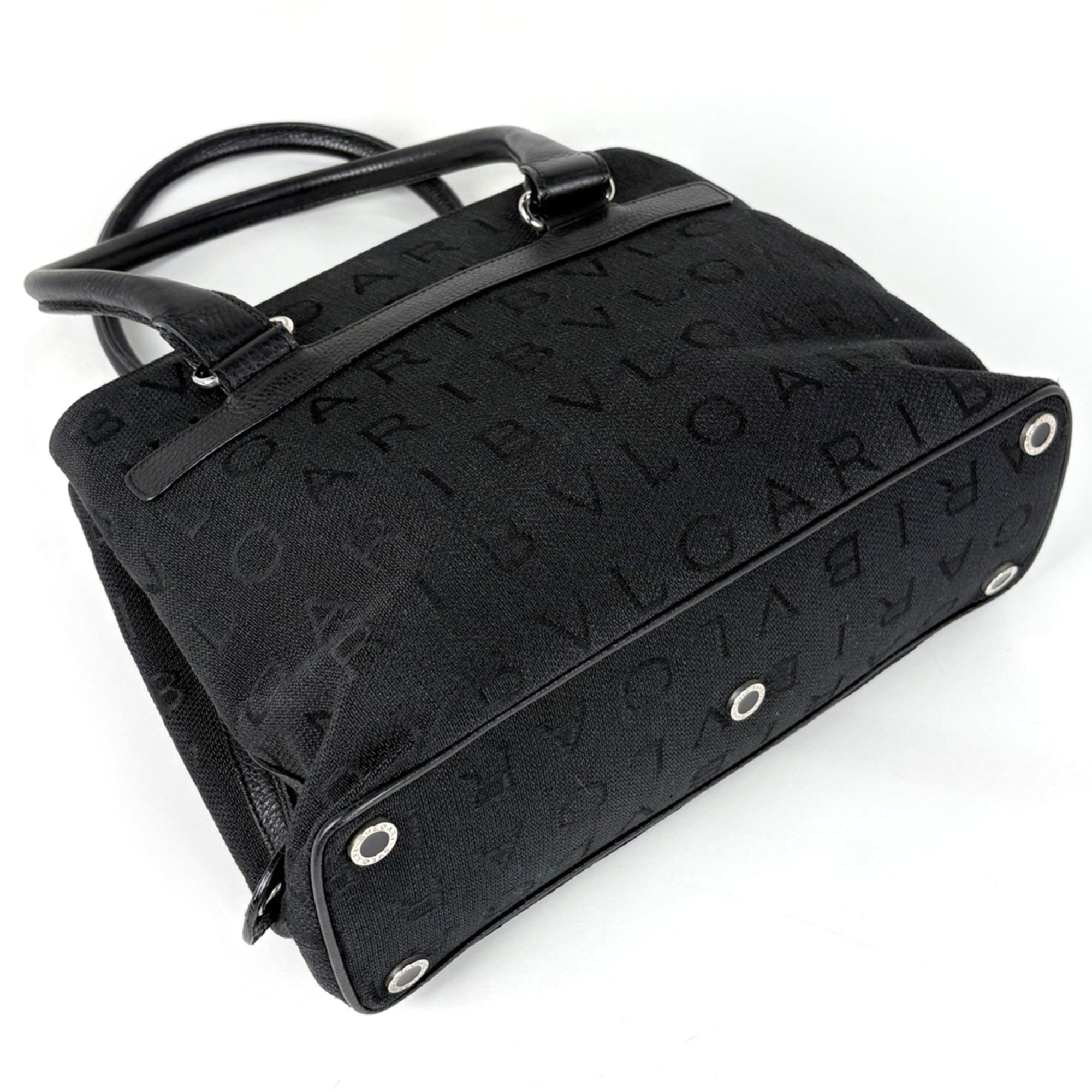 Bvlgari Black Canvas Leather Tote Bag (Pre-Owned)
