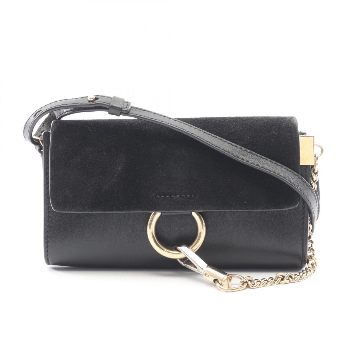 Chloé Black Leather Suede Handbag Shoulder Bag (Pre-Owned)