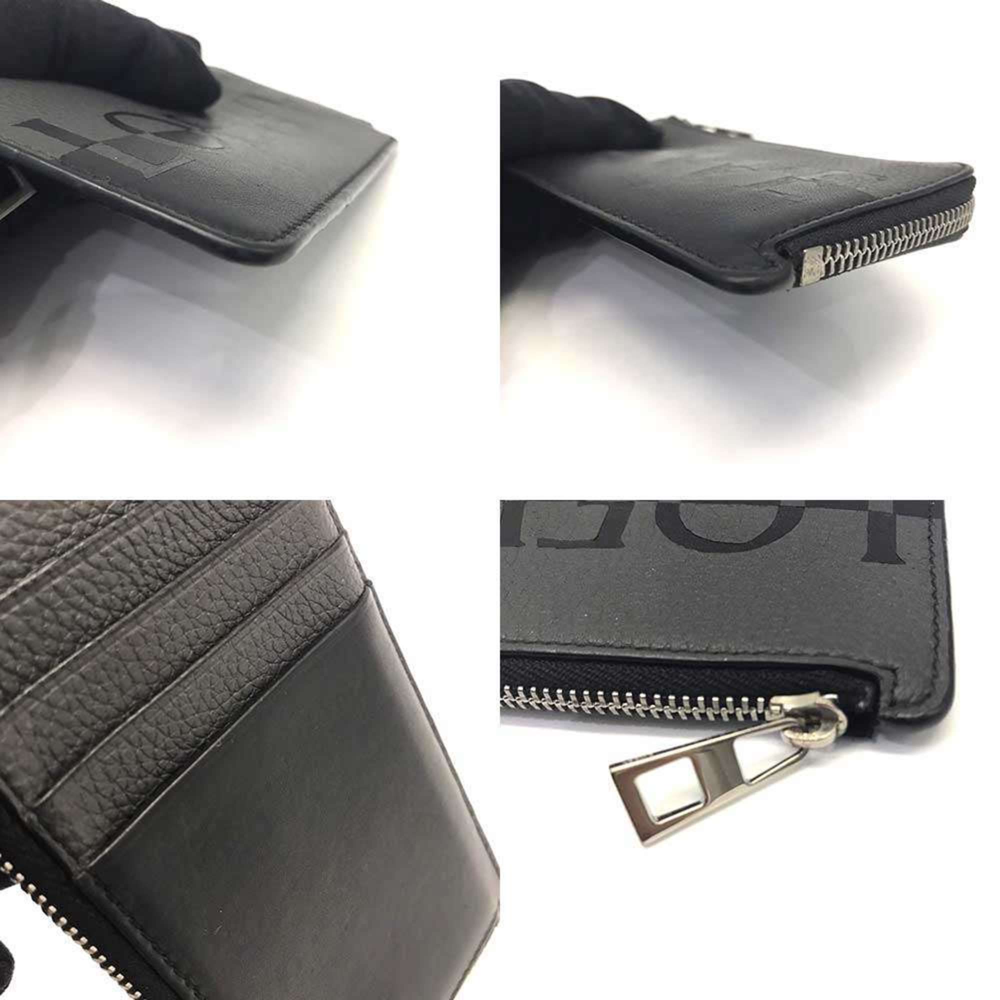Loewe Black Gray Leather Coin Purse/Coin Case (Pre-Owned)