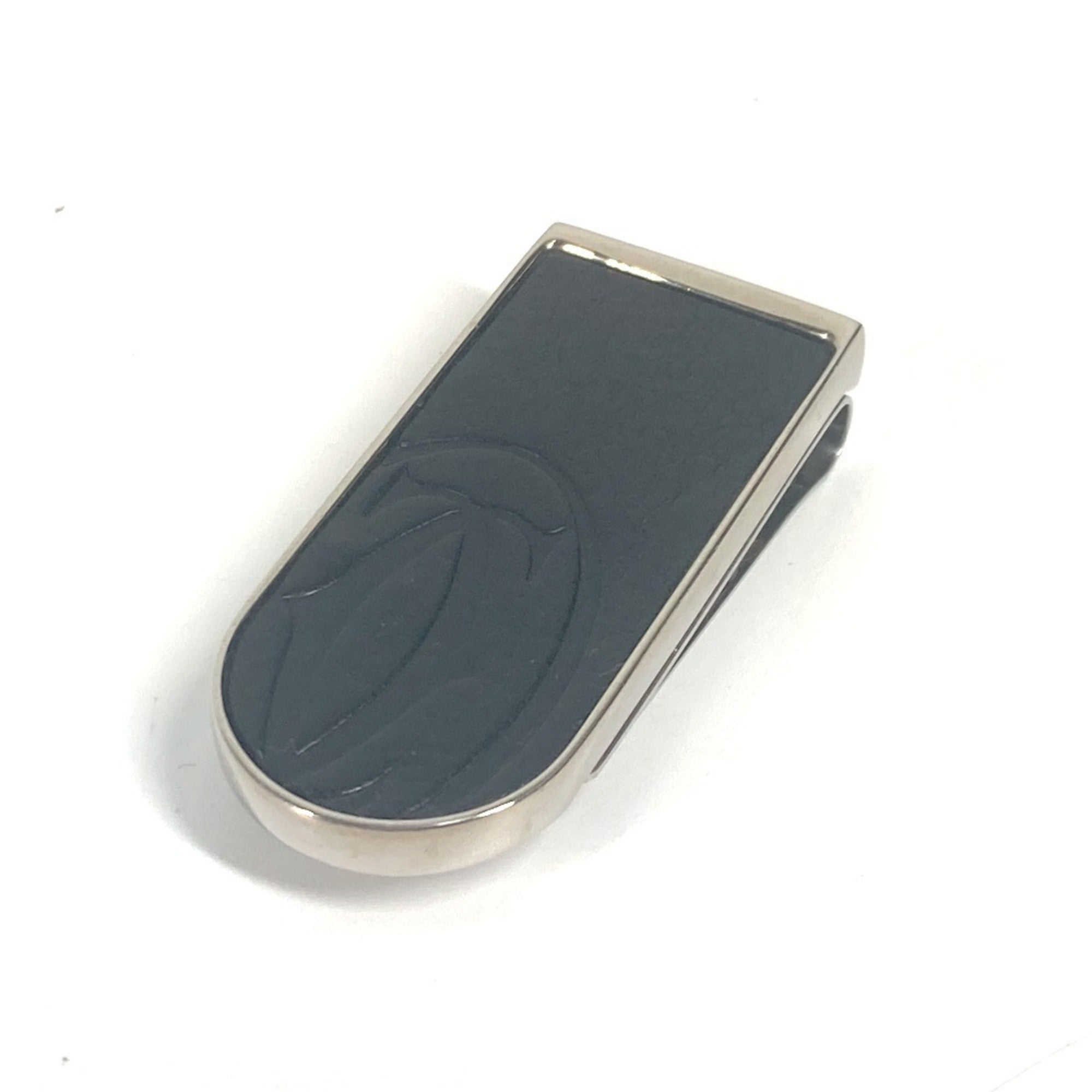 Cartier Silver Black Stainless Steel Leather Money Clip (Pre-Owned)