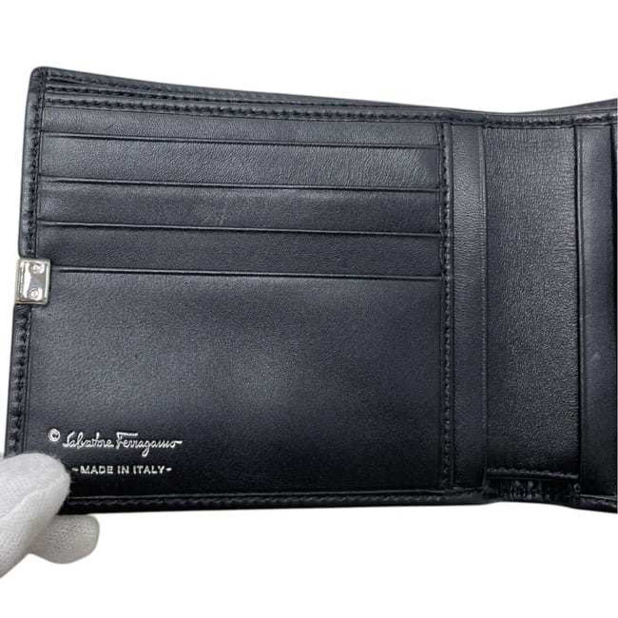 Salvatore Ferragamo Black Leather Wallet (Bi-Fold) (Pre-Owned)