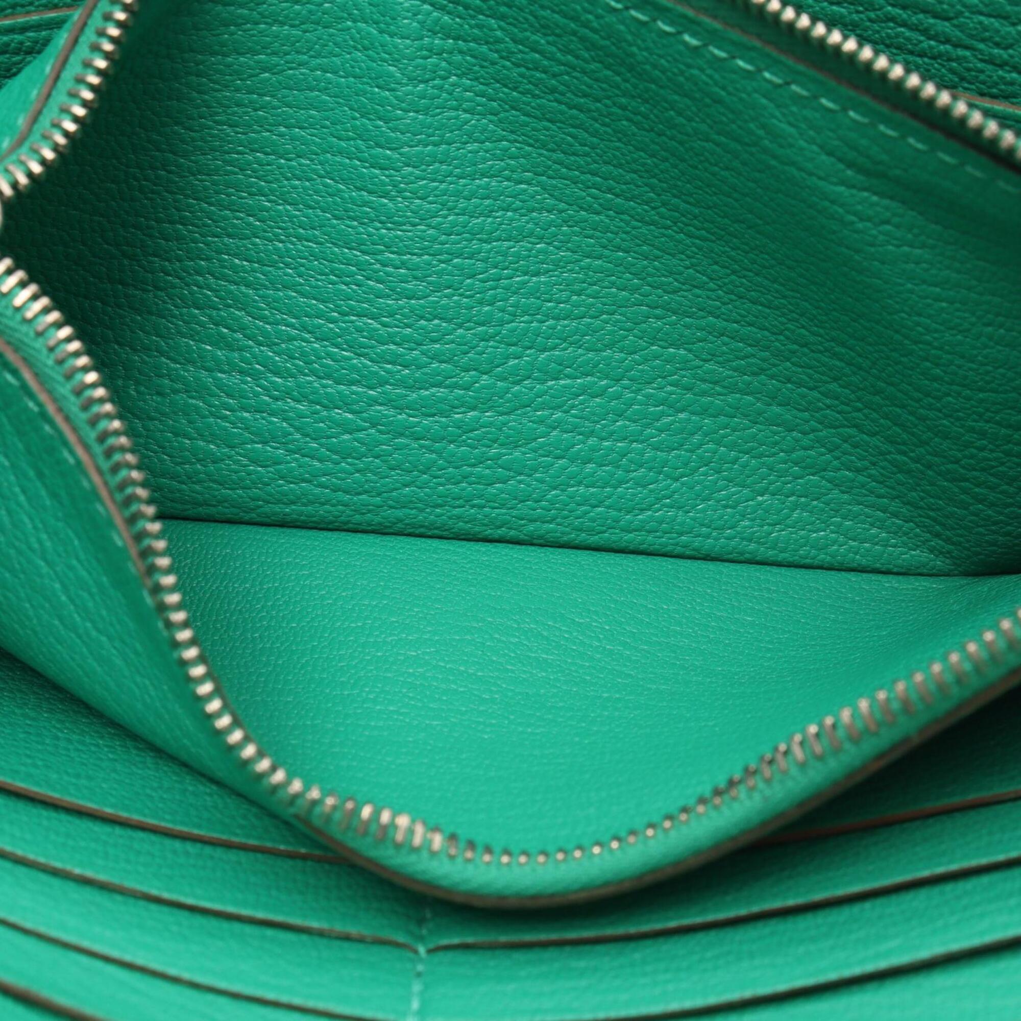 Hermes Green Mint Green Chevre Leather Long Wallet (Bi-Fold) (Pre-Owned)
