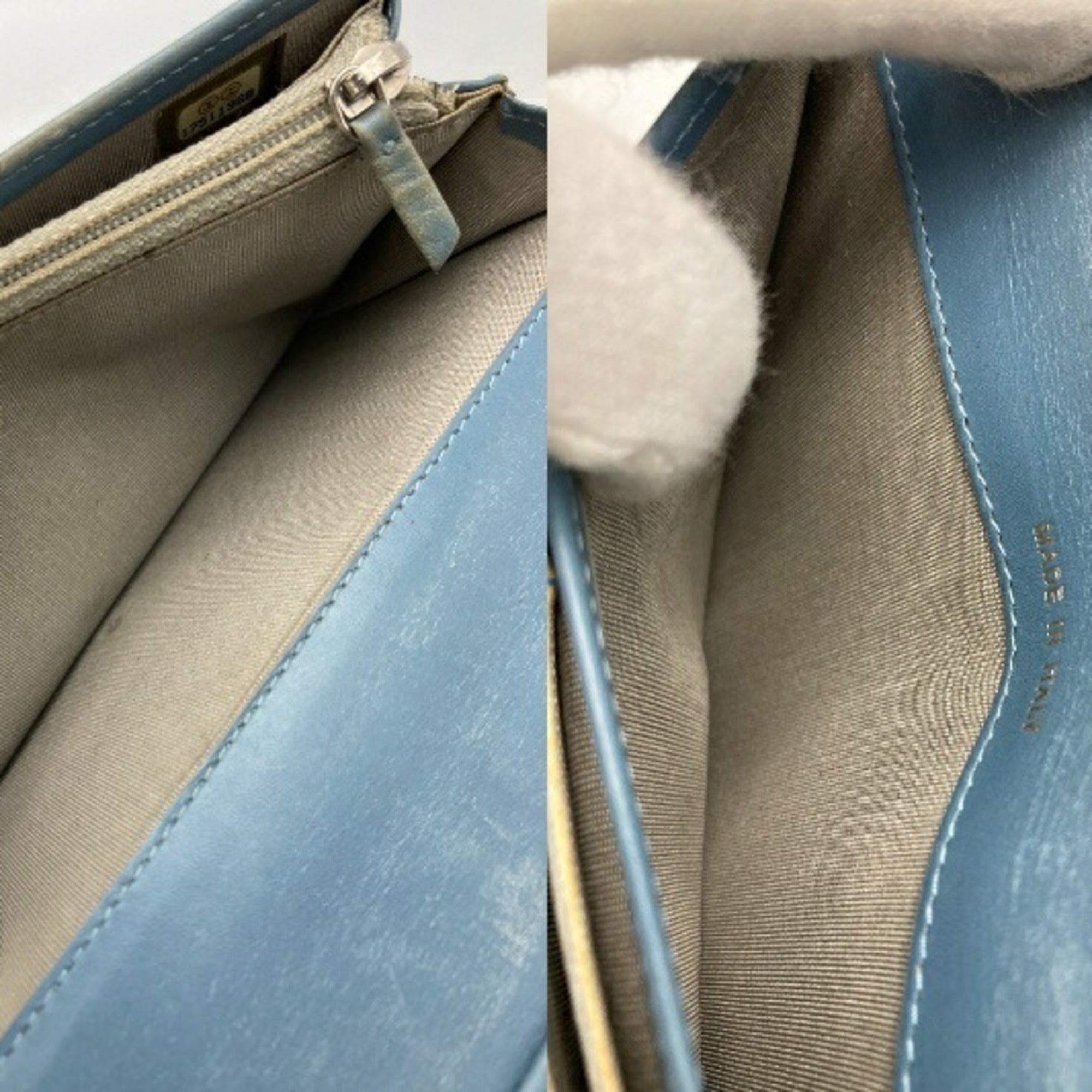 Chanel Light Blue Leather Long Wallet (Bi-Fold) (Pre-Owned)