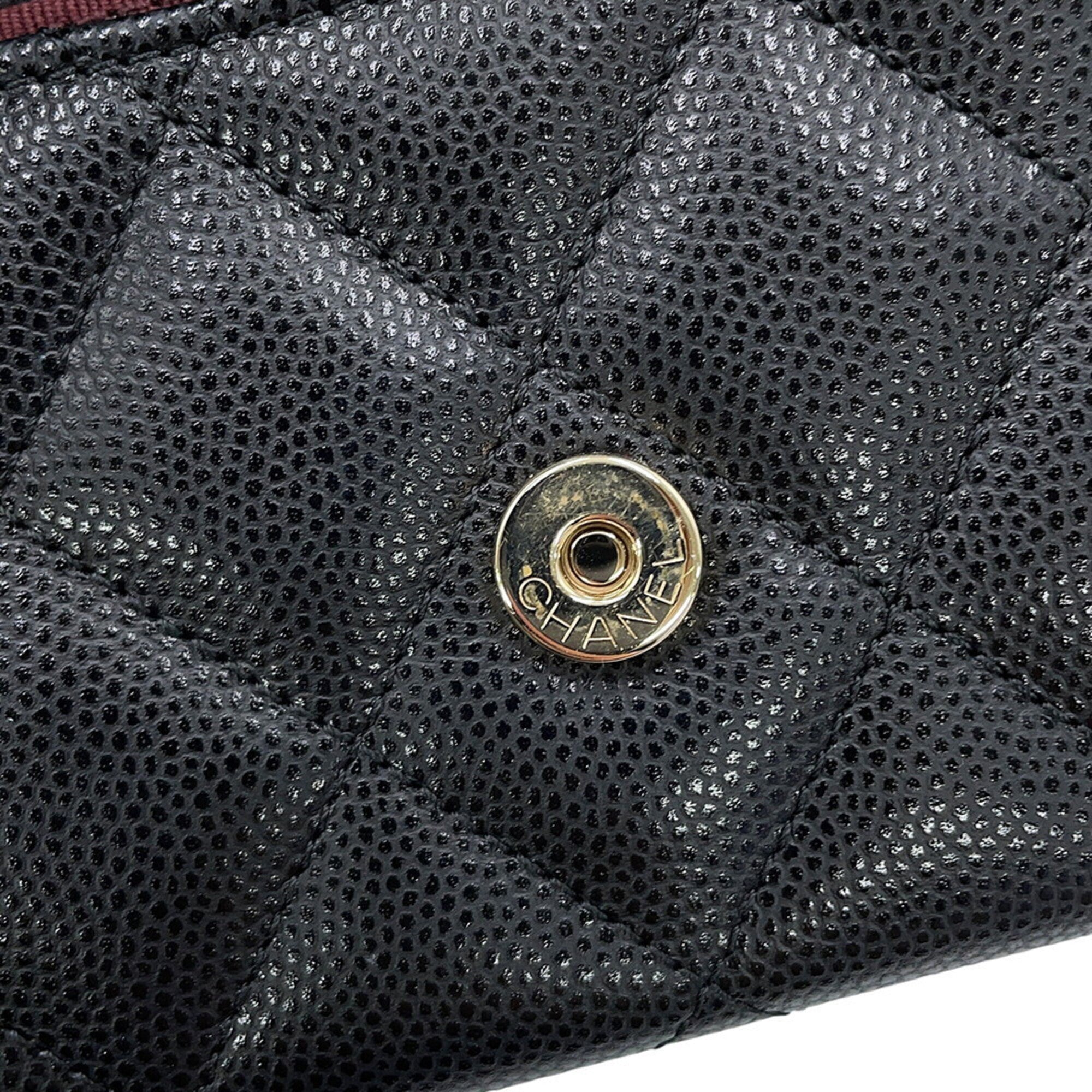 Chanel Matelasse Black Grained Calfskin Chain/Shoulder Wallet (Pre-Owned)