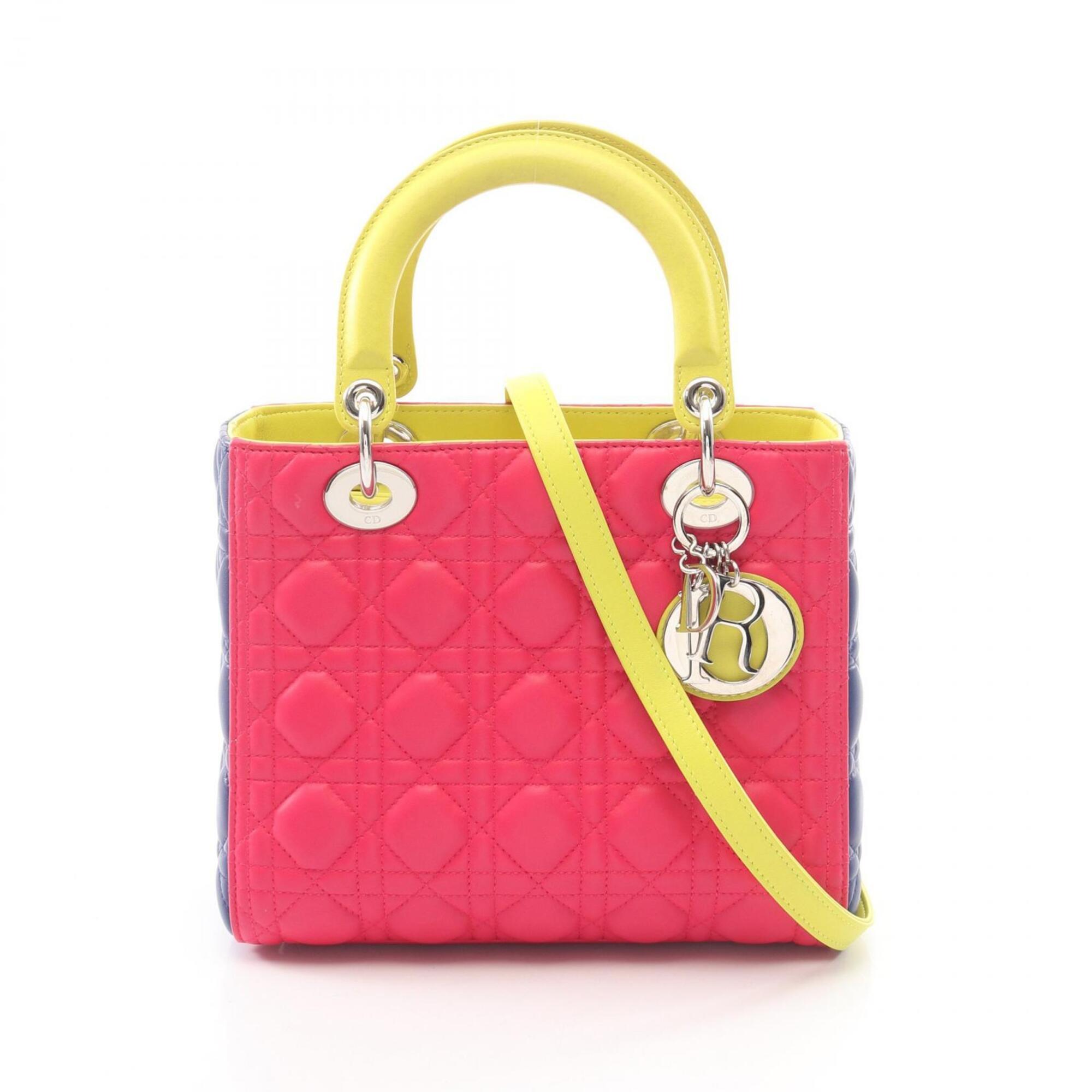 Christian Dior Blue Pink Yellow Leather Handbag (Pre-Owned)
