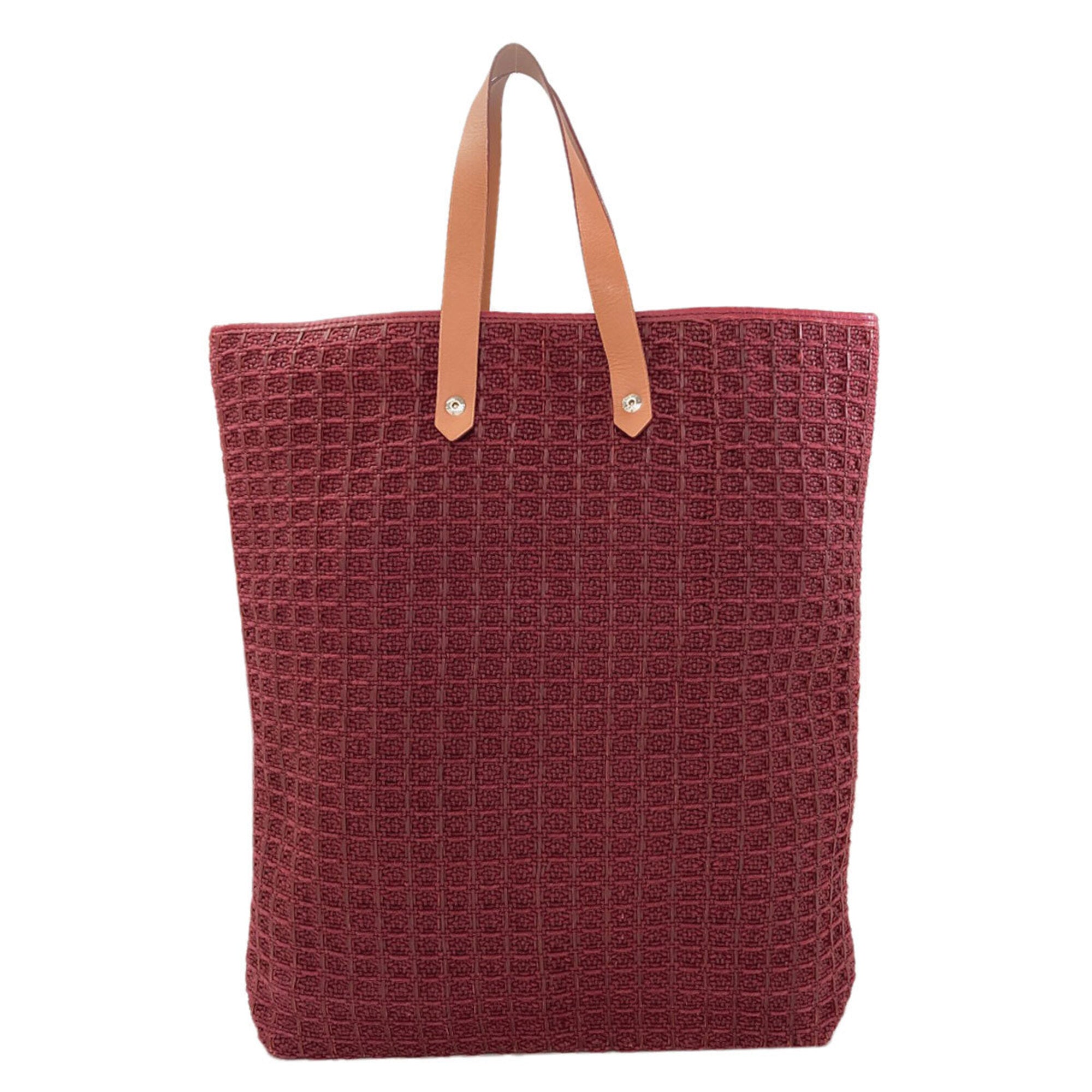 Hermes Bordeaux Canvas Handbag (Pre-Owned)