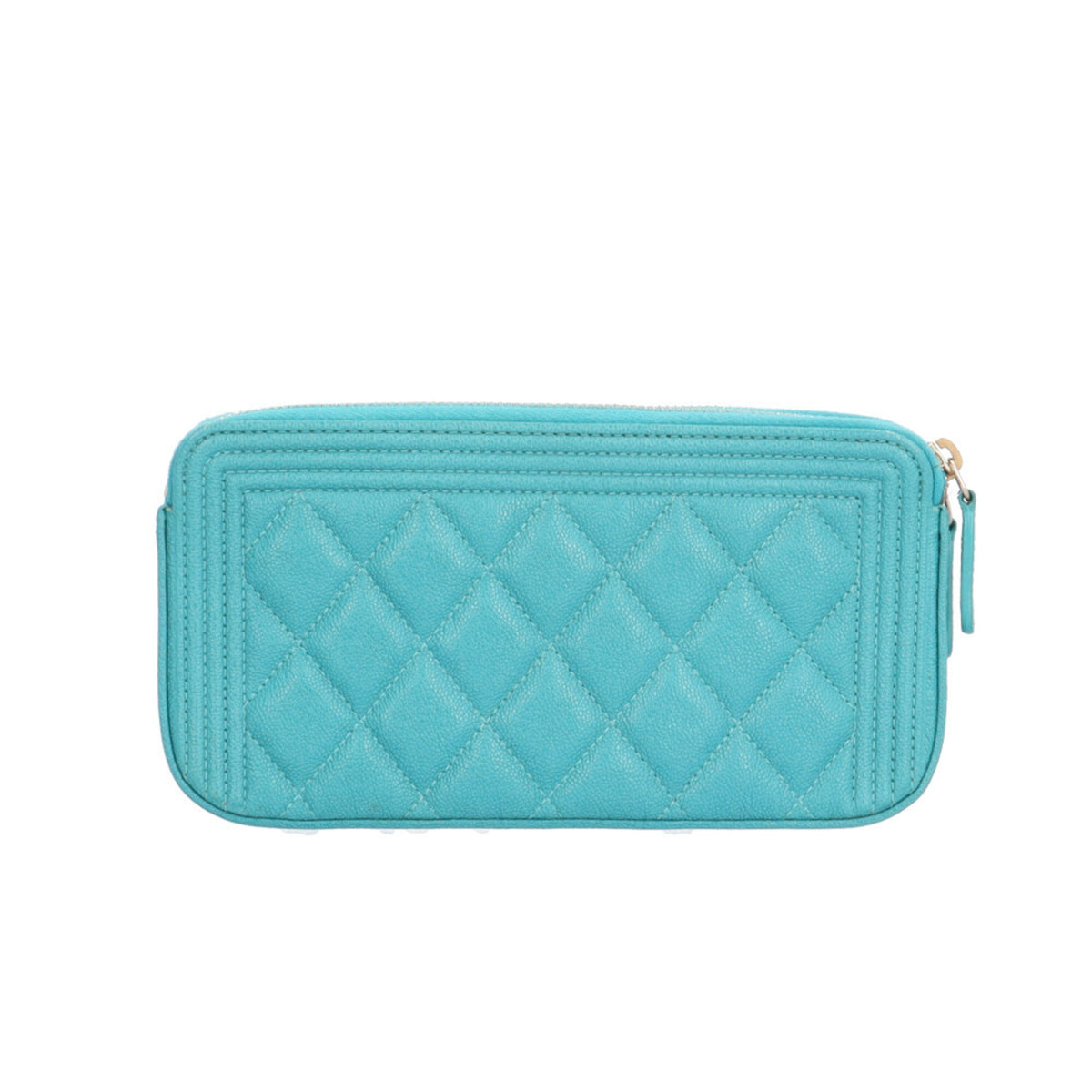 Chanel Boy Chanel Green Turquoise Grained Calfskin Handbag Shoulder Bag (Pre-Owned)