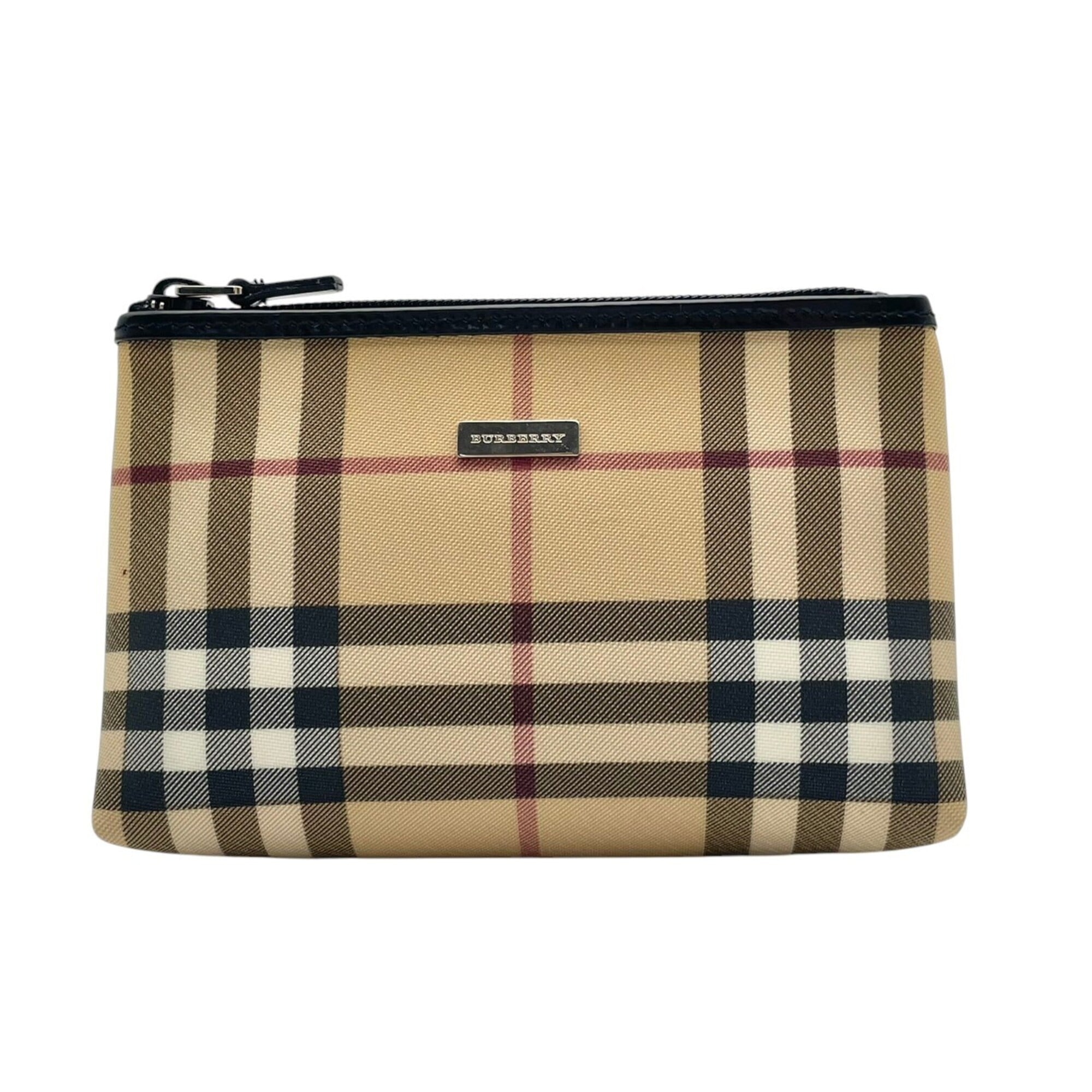 Burberry Beige Black Pvc Leather Pouch (Pre-Owned)