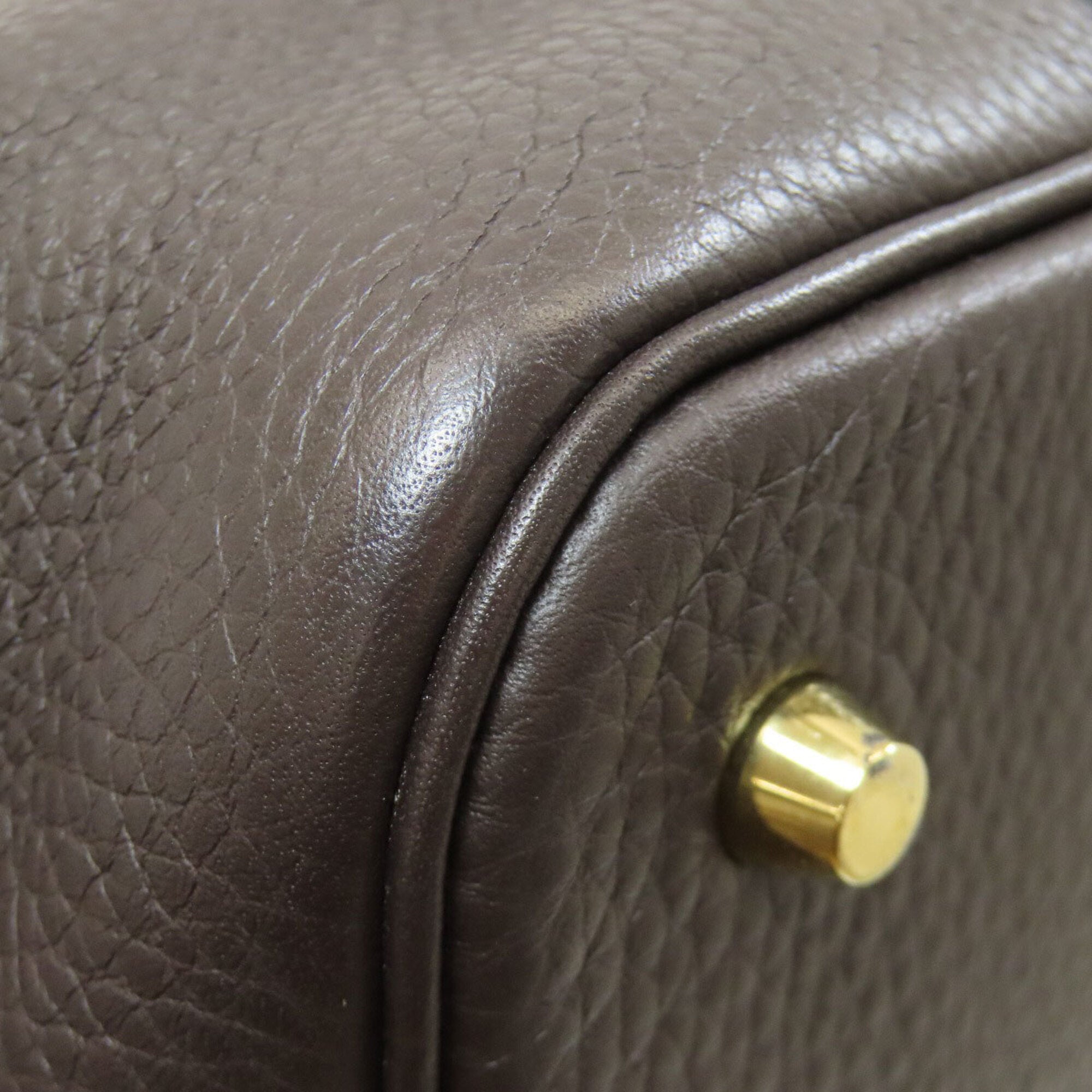 Hermes Dark Brown Taurillon Clemence Leather Handbag (Pre-Owned)