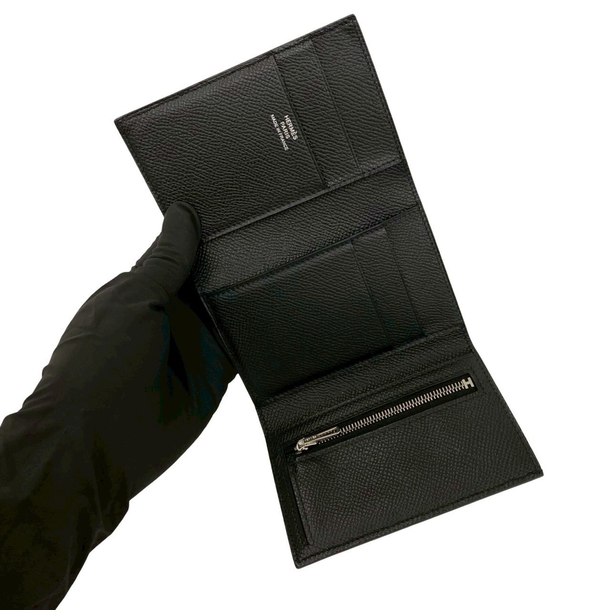Hermes Black Epsom Leather Wallet (Tri-Fold) (Pre-Owned)