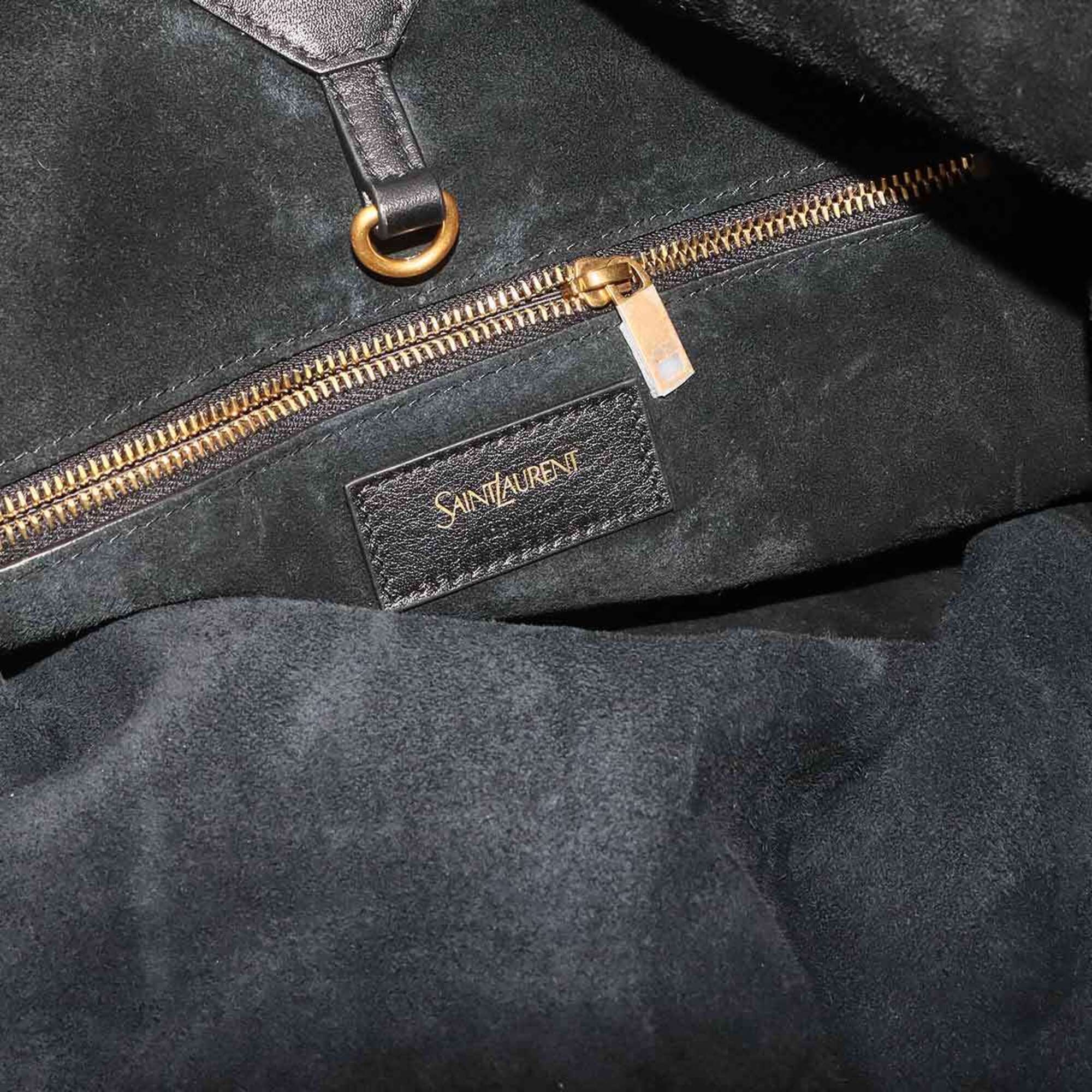 Saint Laurent Black Leather Handbag Tote Bag (Pre-Owned)