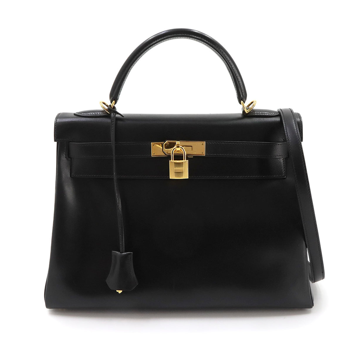 Hermes Black Box Calf Leather Handbag (Pre-Owned)