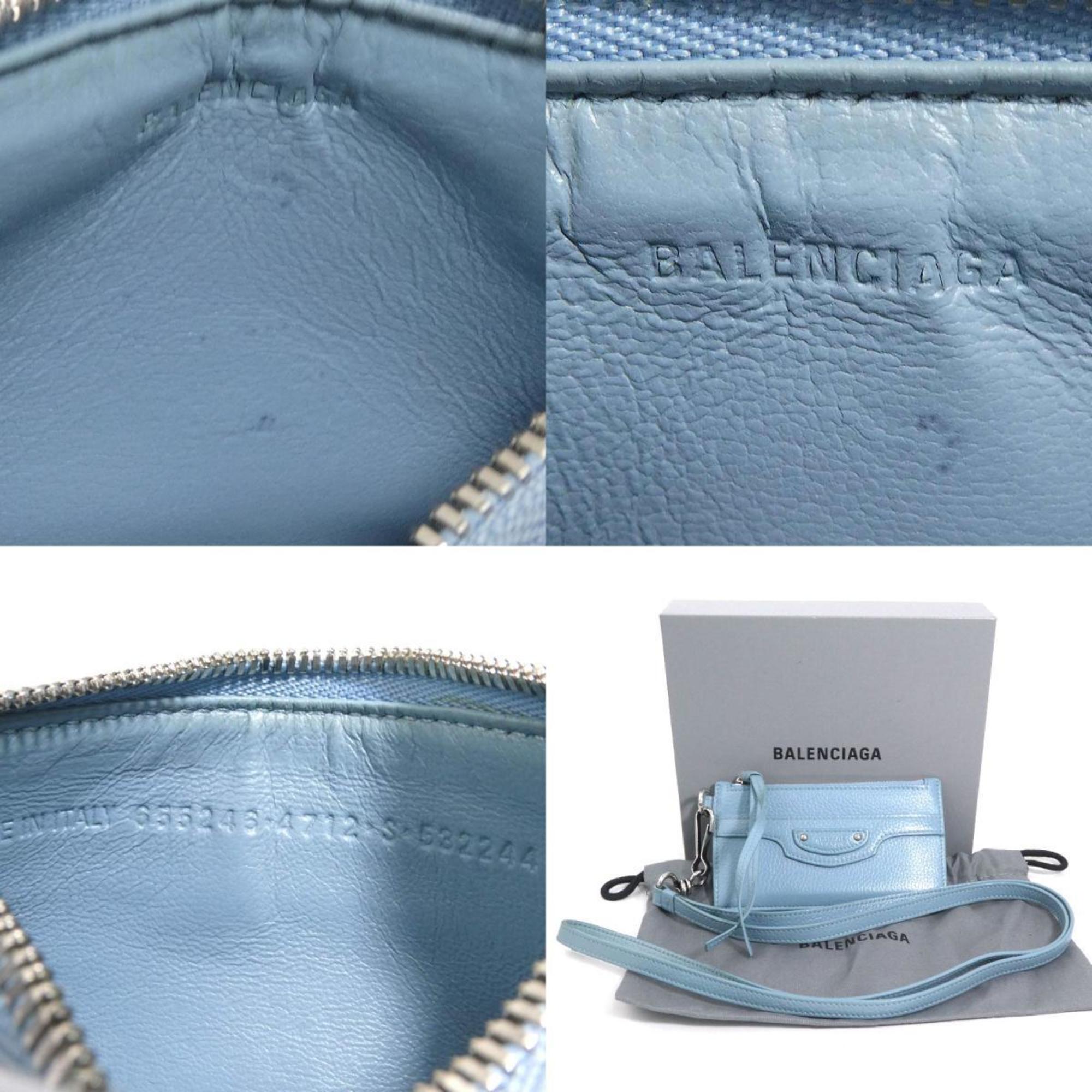 Balenciaga Light Blue Leather Coin Purse/Coin Case (Pre-Owned)