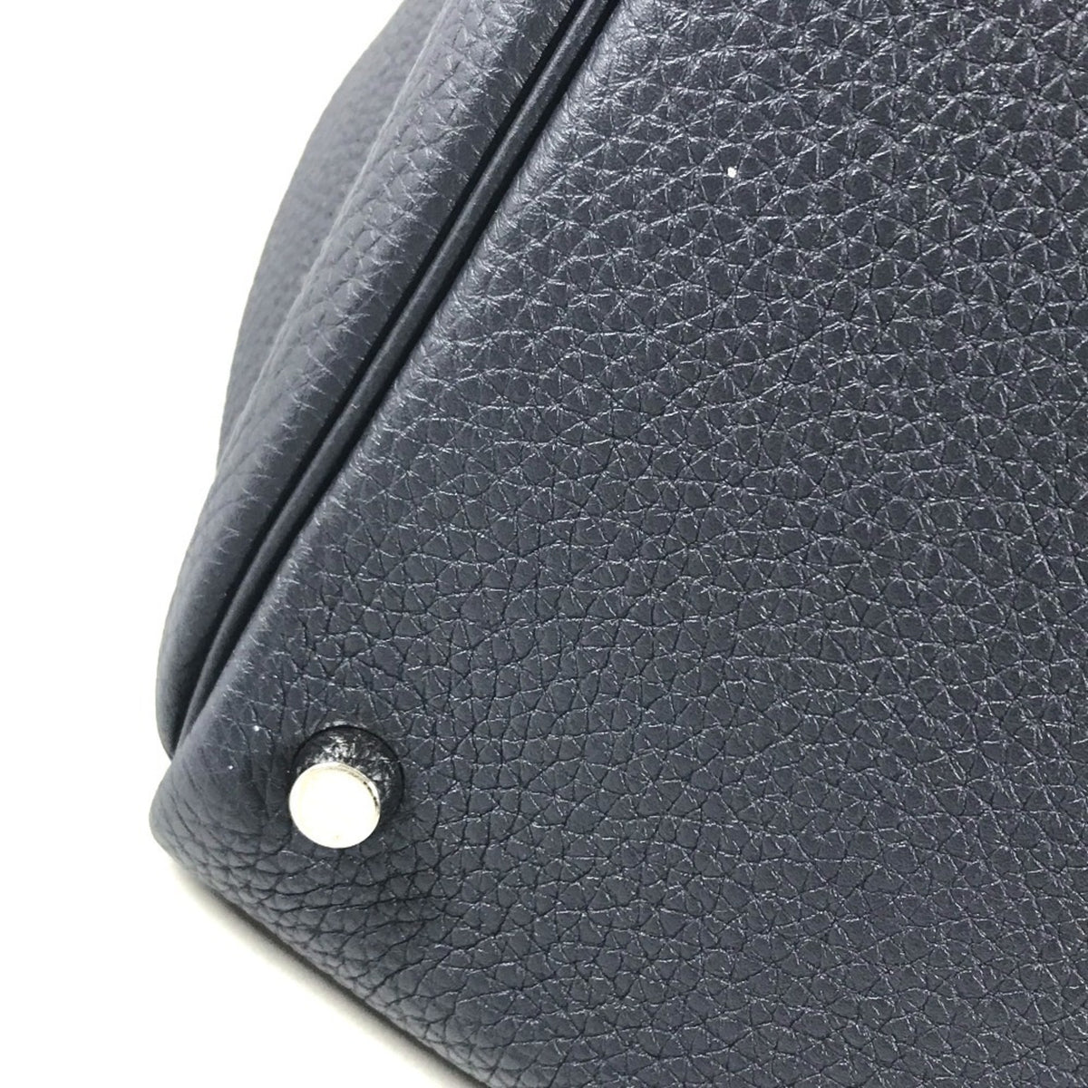 Hermes Navy Togo Leather Boston Bag Handbag Shoulder Bag (Pre-Owned)