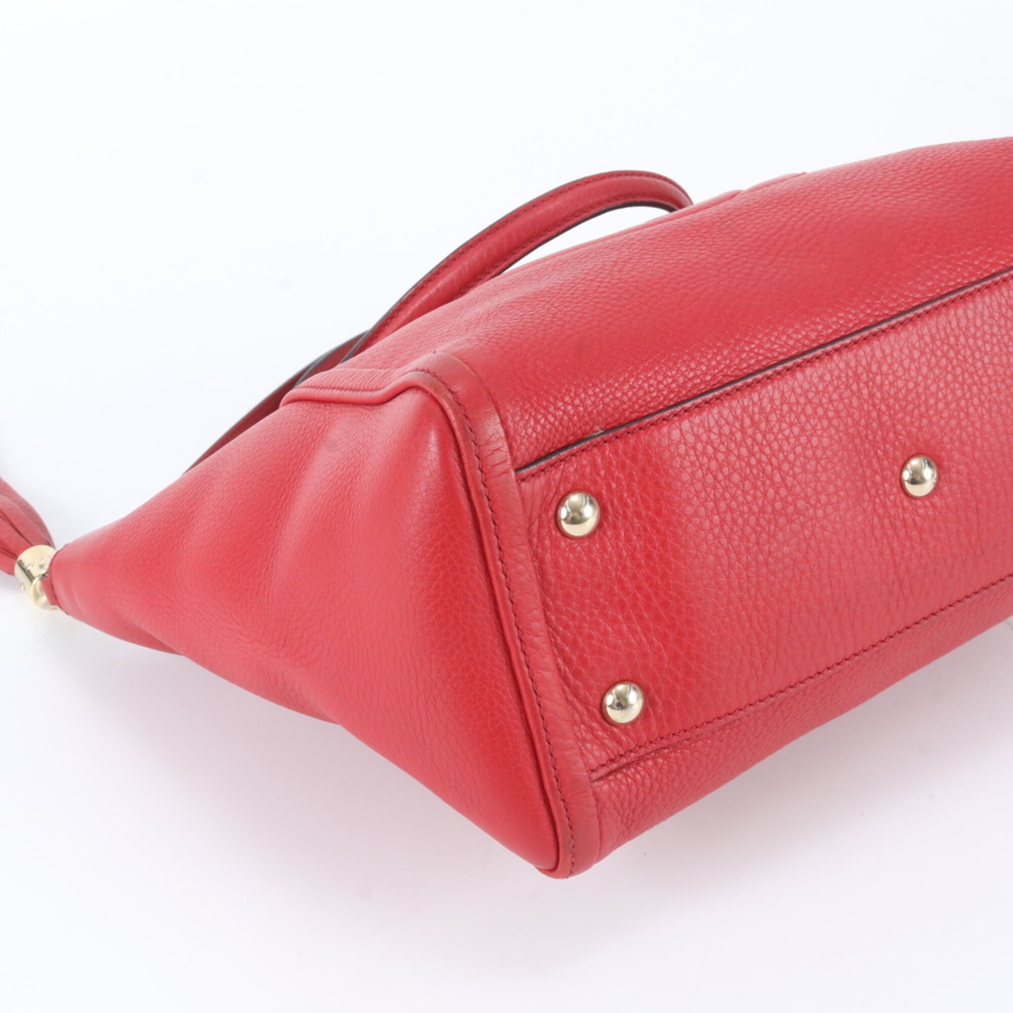 Gucci Red Color Leather Handbag Shoulder Bag Tote Bag (Pre-Owned)