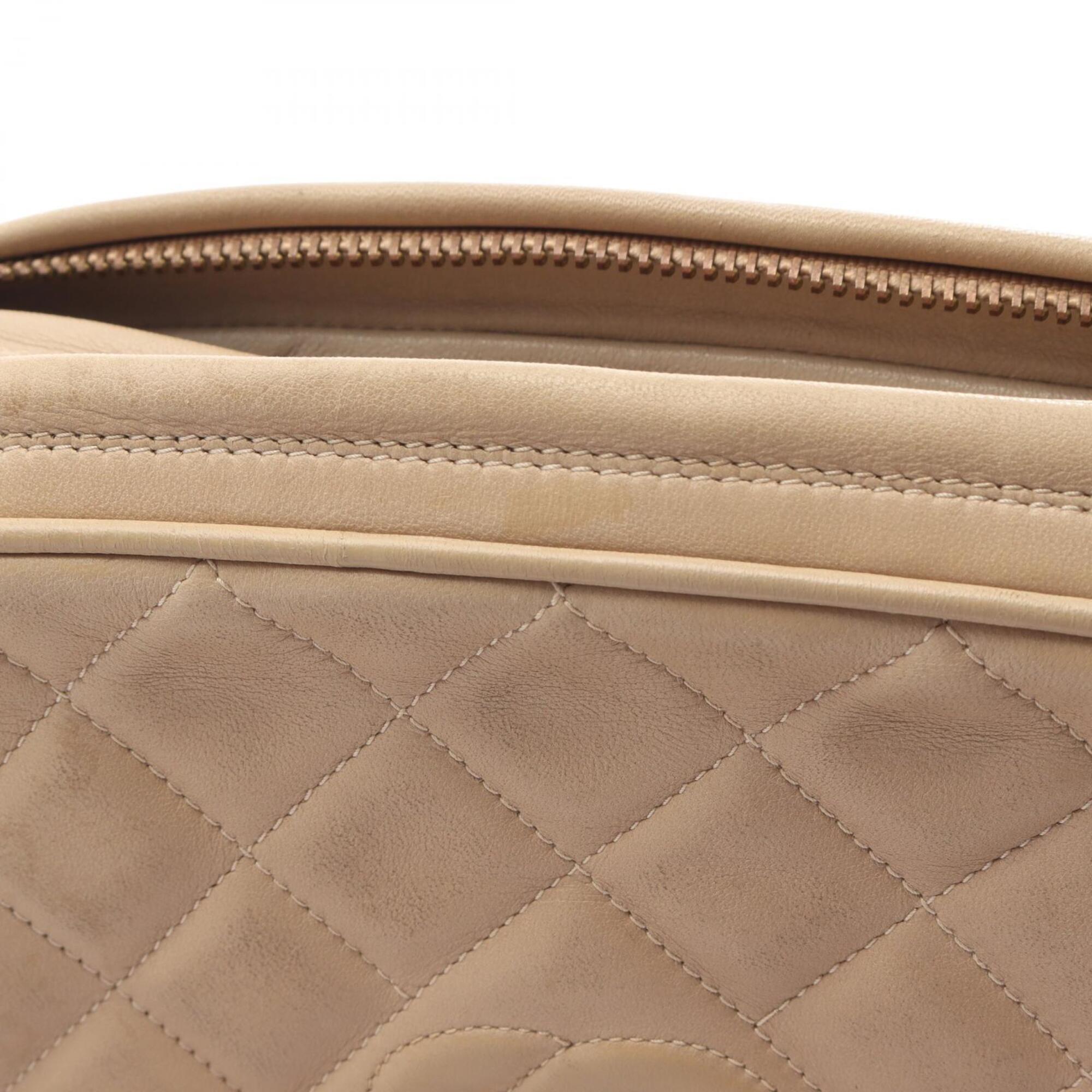 Chanel Beige Leather Handbag Shoulder Bag (Pre-Owned)