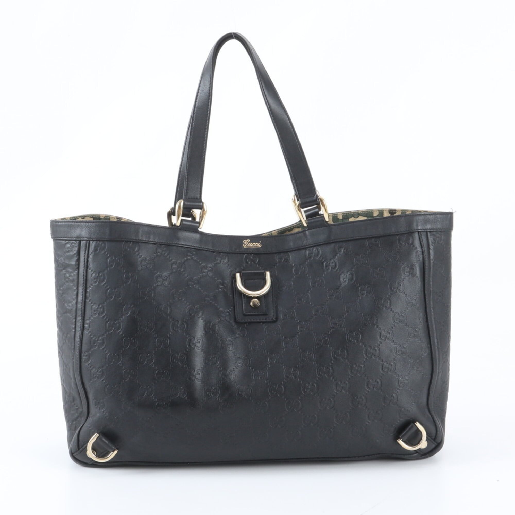 Gucci Abbey Black Leather Handbag Tote Bag (Pre-Owned)