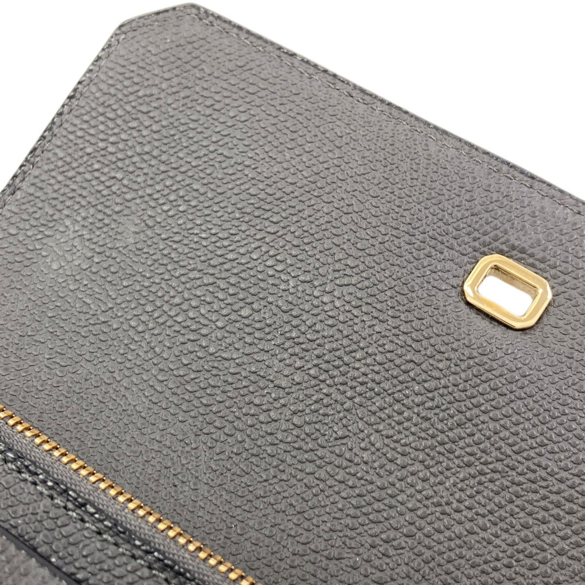 Valextra Gray Leather Long Wallet (Bi-Fold) (Pre-Owned)