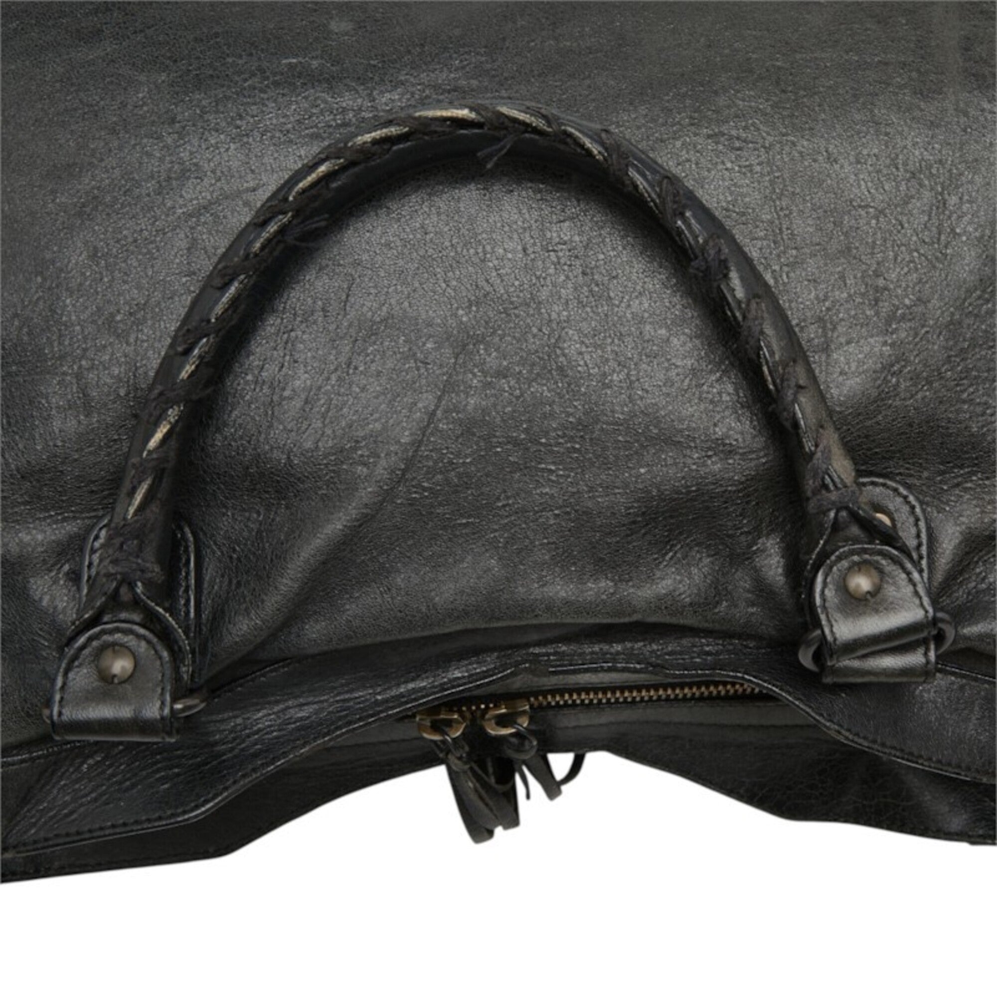 Balenciaga Black Leather Felt Handbag Shoulder Bag (Pre-Owned)