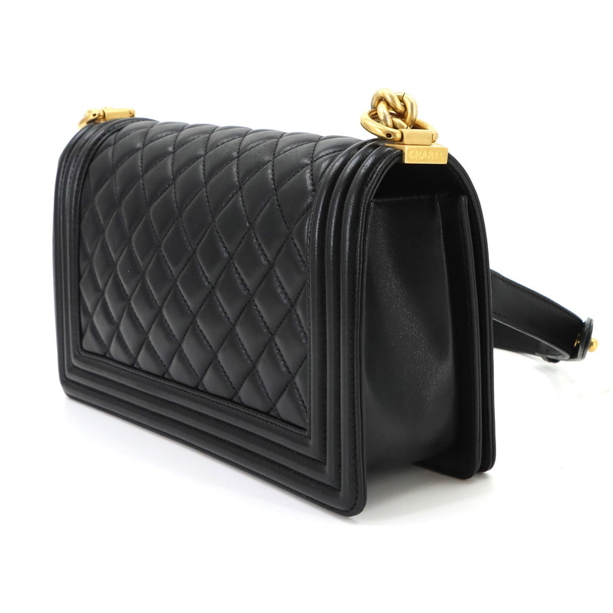 Chanel Black Leather Handbag Shoulder Bag (Pre-Owned)