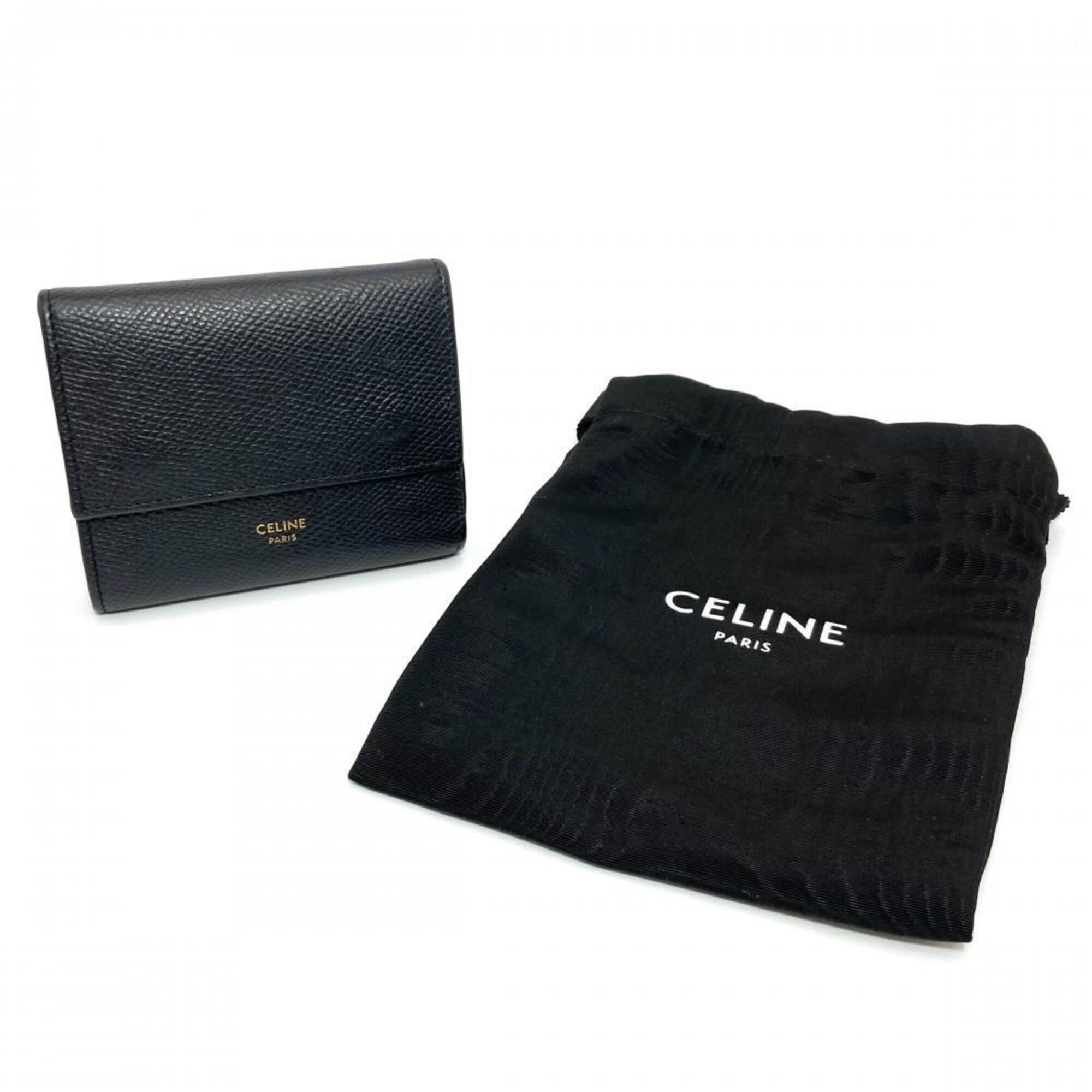 Celine Black Leather Wallet (Tri-Fold) (Pre-Owned)