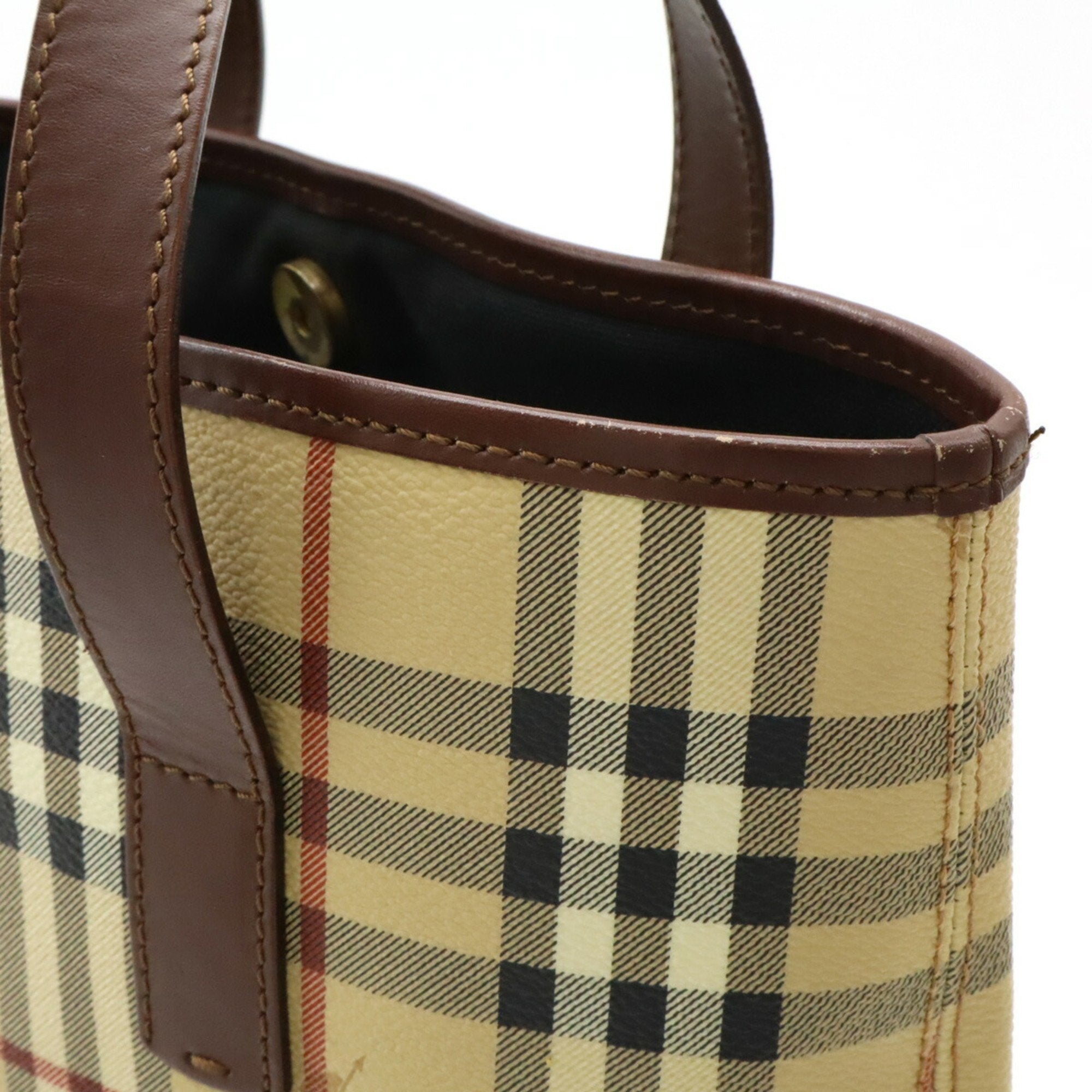 Burberry Beige Black Bordeaux Pvc Leather Handbag Tote Bag (Pre-Owned)