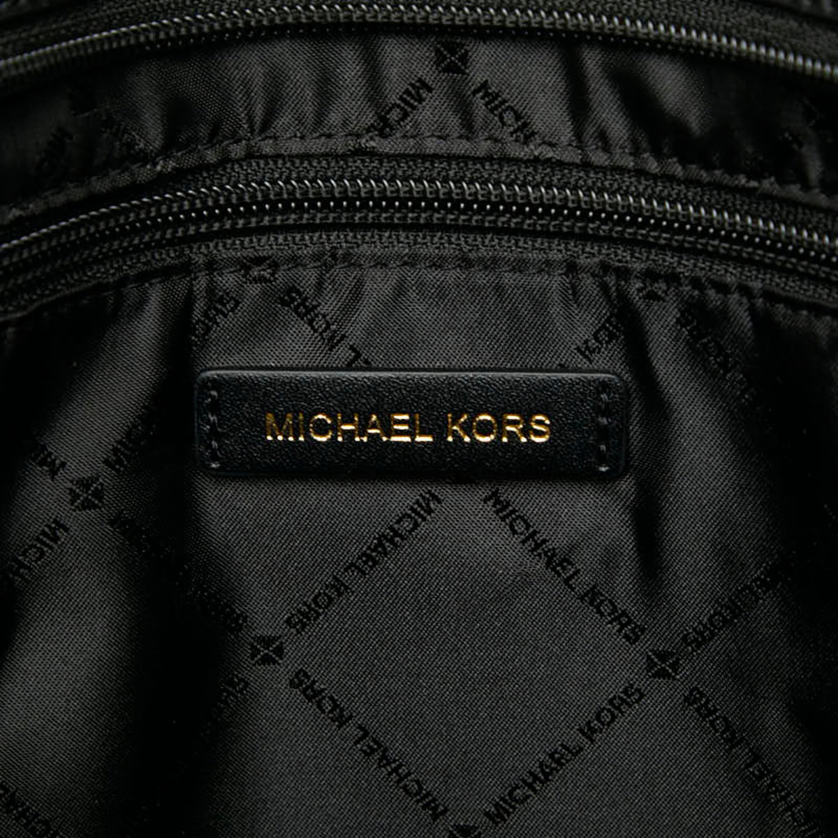 Michael Kors Black White Canvas Leather Tote Bag (Pre-Owned)