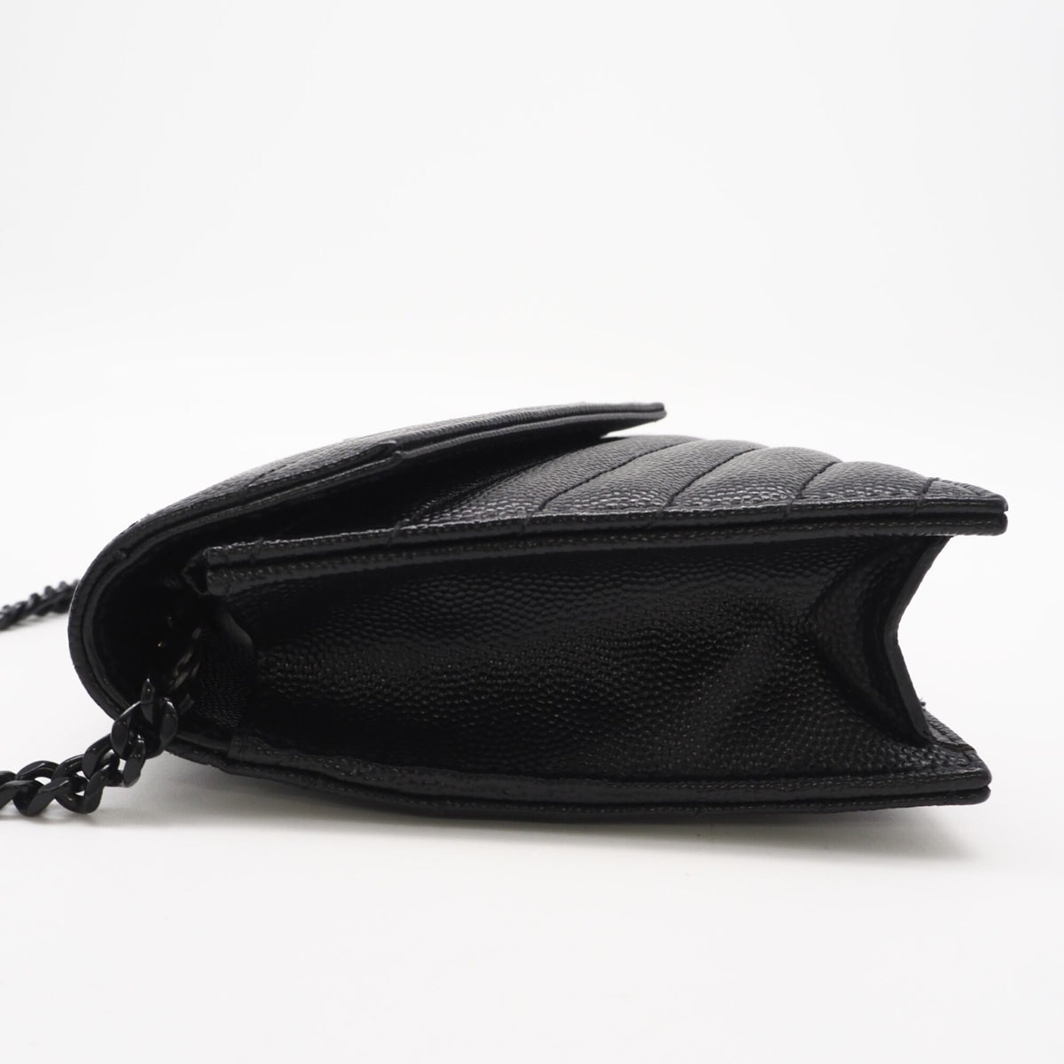 Yves Saint Laurent Cassandre Black Leather Shoulder Bag (Pre-Owned)